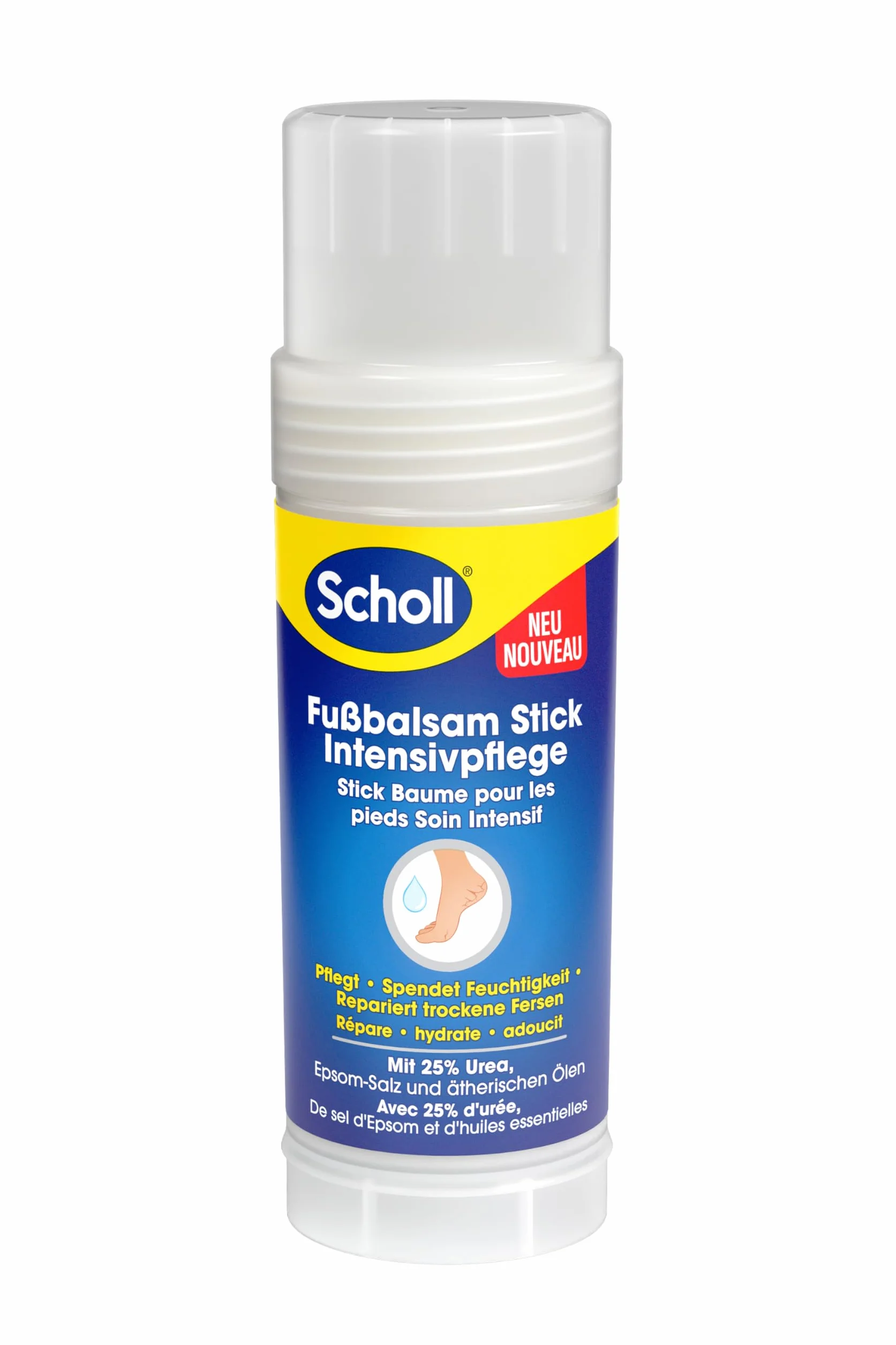 Scholl Intensywnie pielęgnujący balsam do stóp, do naprawy bardzo suchych i popękanych pięt, intensywne nawilżanie dla zdrowych stóp z 25% mocznikiem, solą Epsom i olejkami eterycznymi