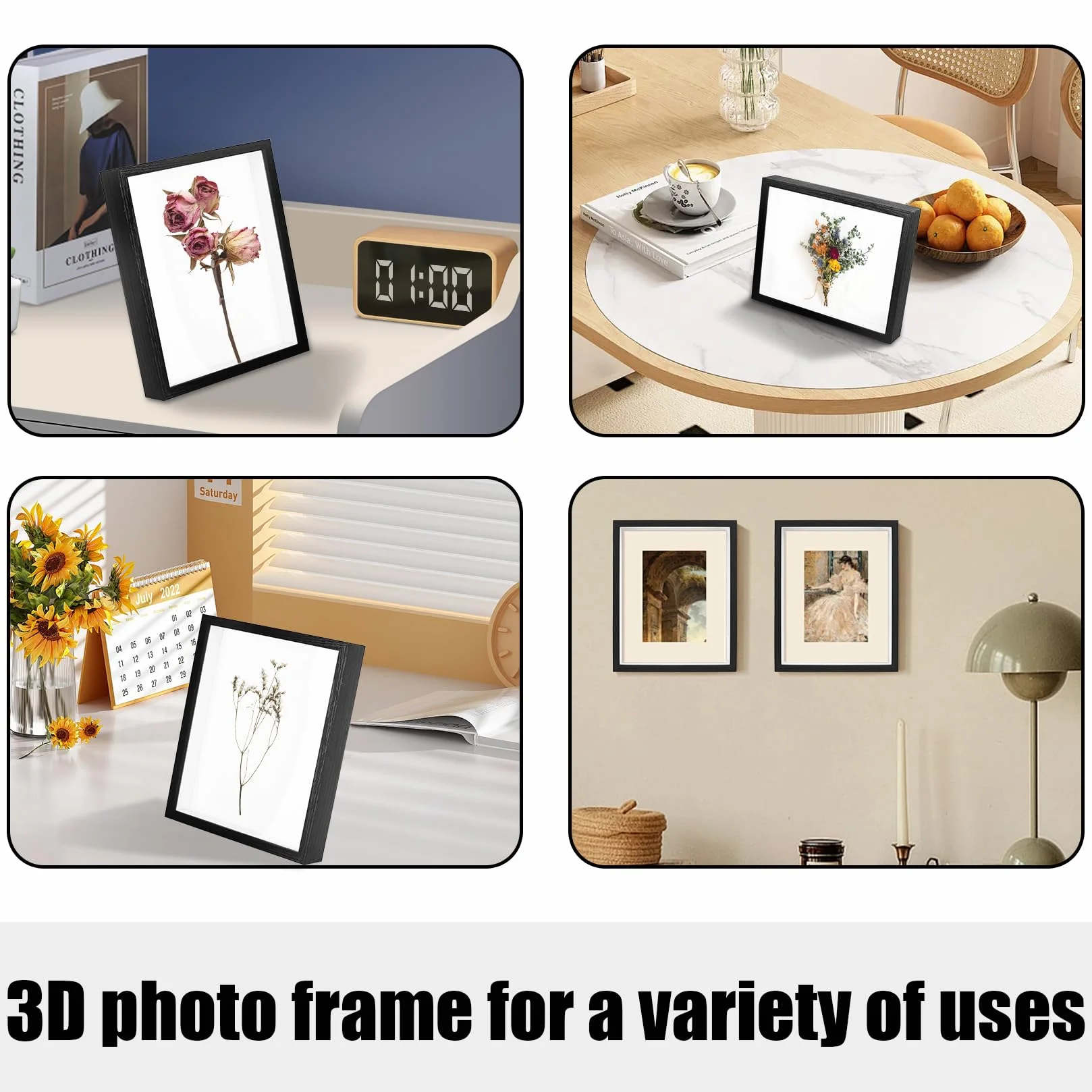 Ramki 3D do rękodzieła, głębokie ramki 3D, 20 x 25 cm, pusta drewniana ramka na zdjęcia na pamiątkę, ukończenie szkoły, rocznicę, ślub