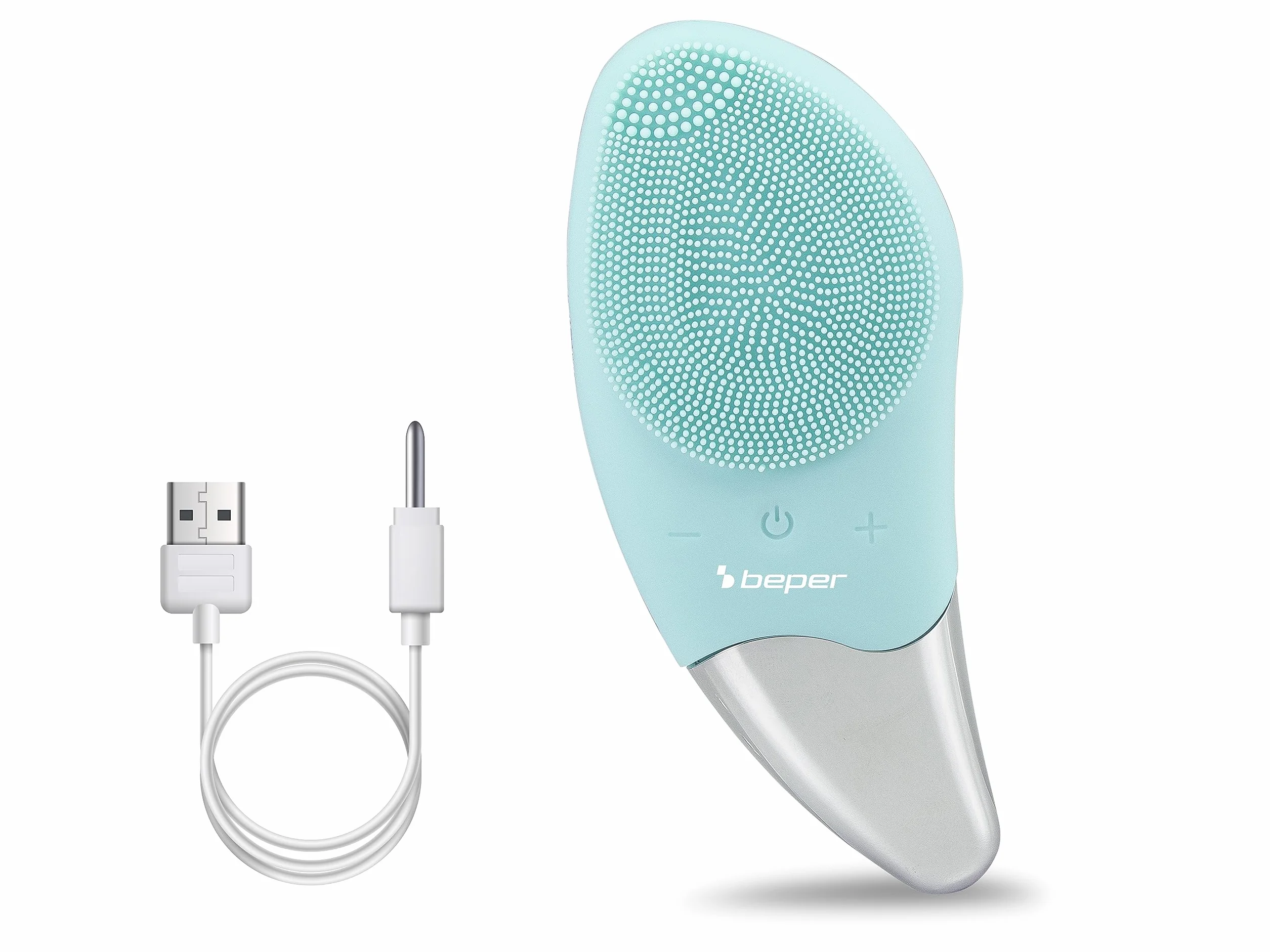 BEPER P302VIS002 Szczotka do czyszczenia twarzy, 5W, Silikon, Wodoodporny, Technologia dźwiękowa, Akumulator przez kabel USB, Bateria, Idealny do wszystkich rodzajów skóry, Niebieski