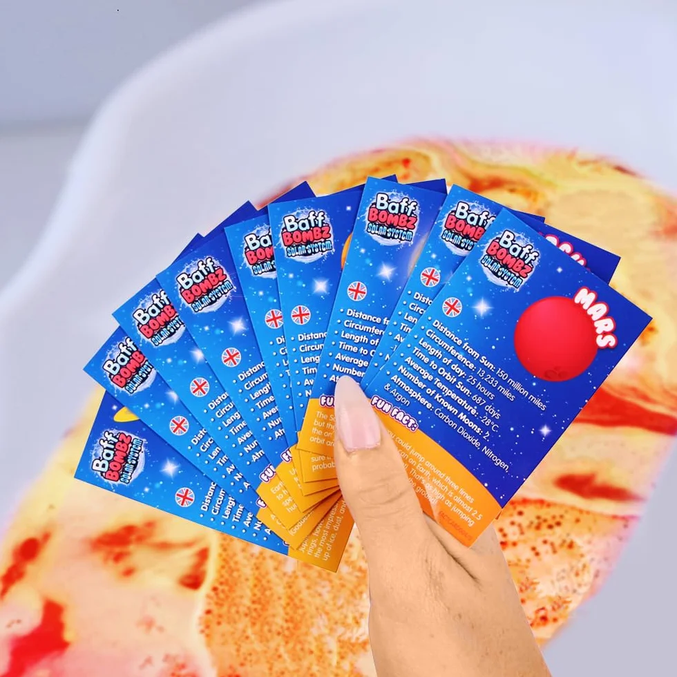 ZIMPLI - 9 x Solar System Baff Bombz, 9 kart z ciekawostkami o planetach, edukacyjne kule do kąpieli dla dzieci, zestaw do nauki o kosmosie, świąteczny prezent dla chłopców i dziewczynek