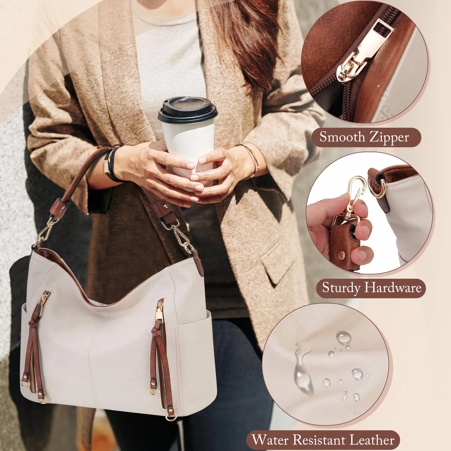Chase Chic Torba hobo dla kobiet, torebka damska z poliuretanu, modna torba crossbody na ramię do pracy, podróży