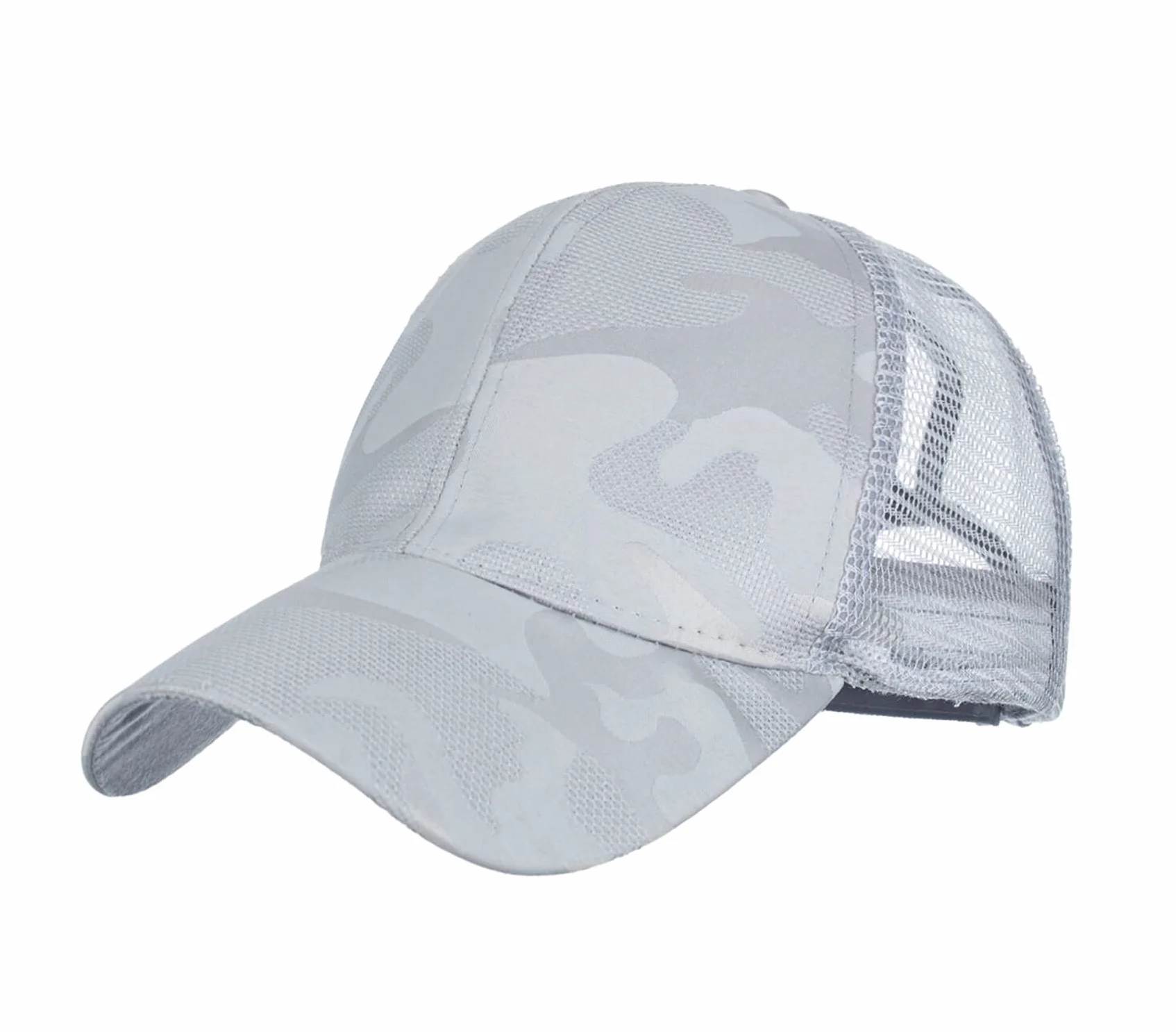 Ruicheng Czapka damska z końskim ogonem, czapka baseballowa z siateczki, czapka z daszkiem Camo Basecap letnia czapka, szary, 56-60