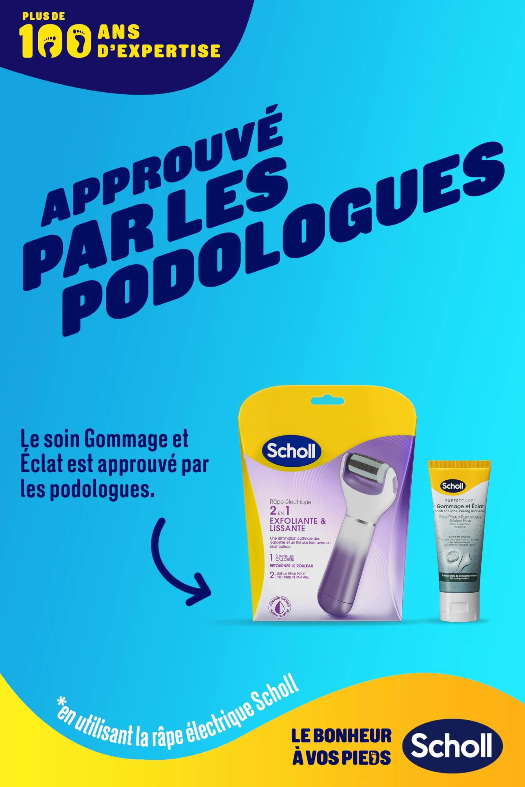 Scholl Krem do stóp Peeling i połysk dla skóry szorstkiej - Złuszczająca pielęgnacja suchych i szorstkich stóp na bazie pumeksu wulkanicznego - 75ml