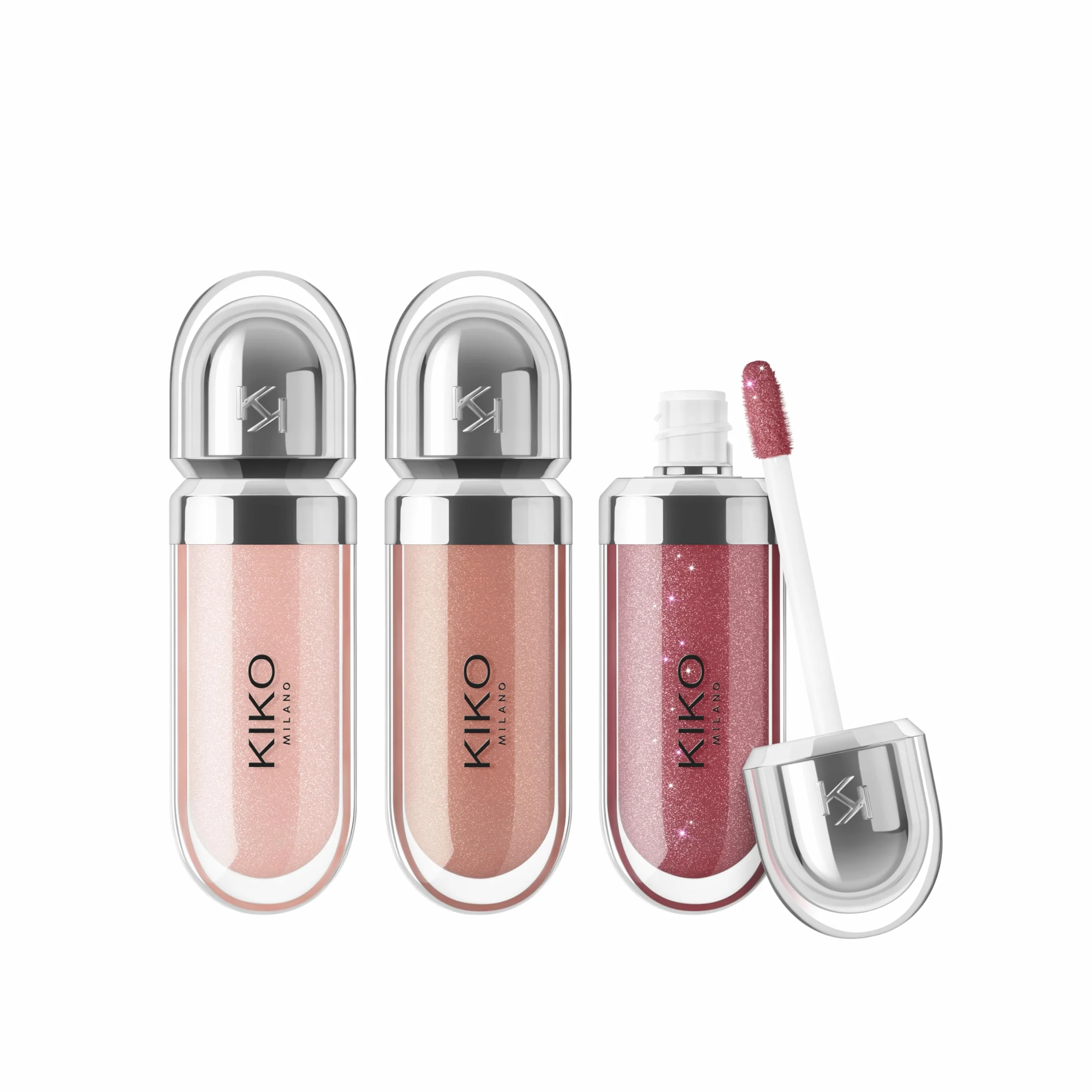 KIKO Milano Glossy Lip Set 03, Zestaw Do Ust: 3 Nawilżające Błyszczyki Do Ust Z Efektem Objętości 3D