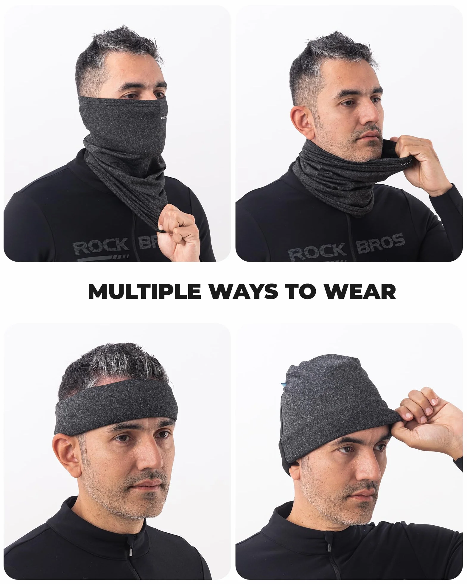 ROCKBROS Półkominiarka Zimowa Podgrzewacz Szyi Wielofunkcyjna Tkanina Wiatroodporny Ciepły Maska Pokrywa Osłona Twarzy Wysoce Elastyczna Oddychająca do Jazdy na Rowerze Kobiety/Mężczyźni
