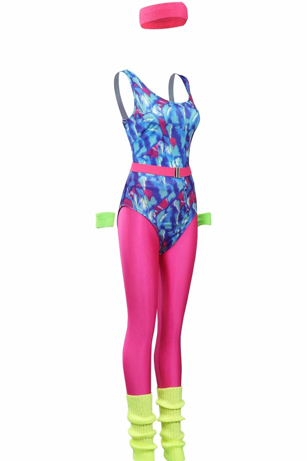 Rretro kostium fitness z lat 80. XX wieku, dres treningowy, spodnie do jogi, spodnie z akcesoriami, zestaw kostiumowy na imprezę