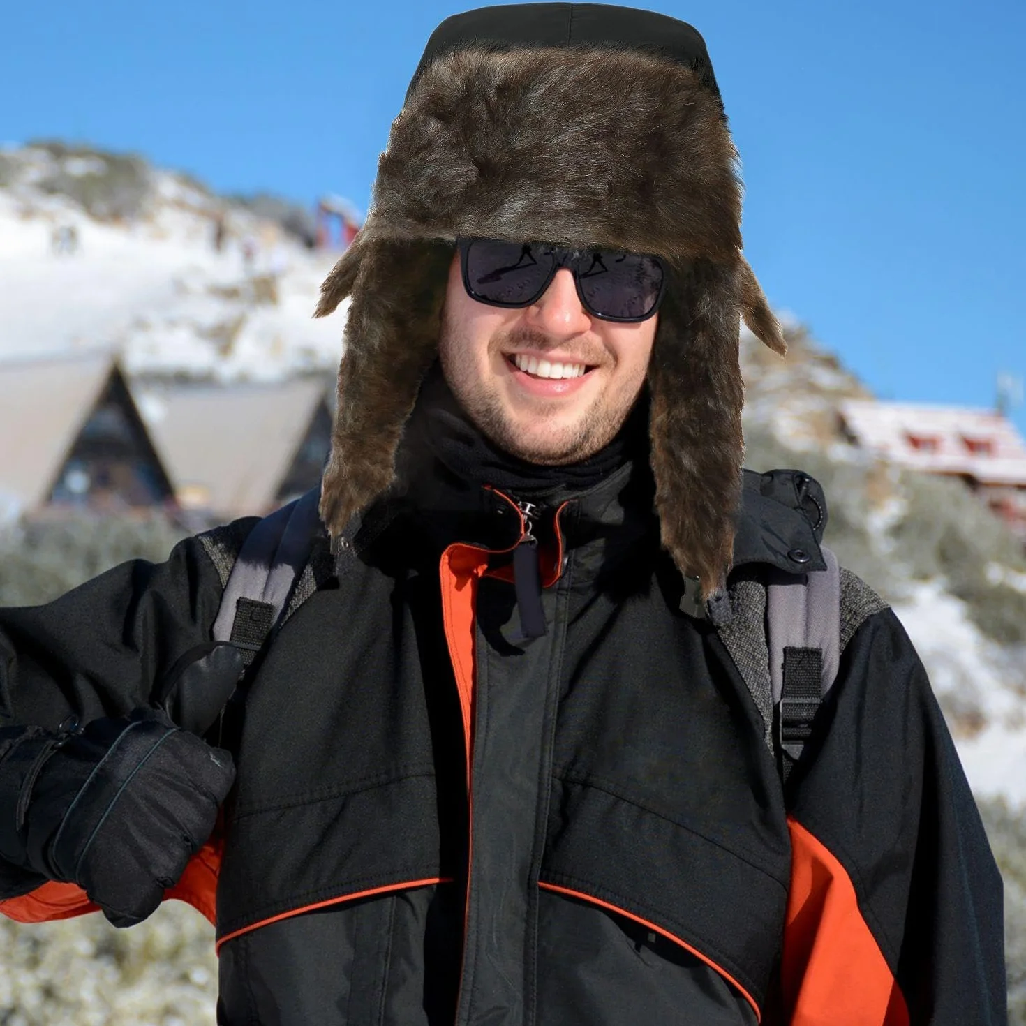1 czapka ochronna na słuch i 1 wiatroszczelna maska, ciepła czapka zimowa, wodoodporna czapka, miękka pluszowa czapka, zimowe produkty outdoorowe, czarny, S-M