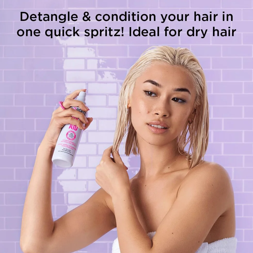 Noughty 97% Natural Thirst Aid Conditioning and Detangling Spray, Leave In Hair Detangler Treatment for Dry and Damaged Hair, with Sweet Almond and Argan Oil, Sulphate Free Vegan Haircare 200ml