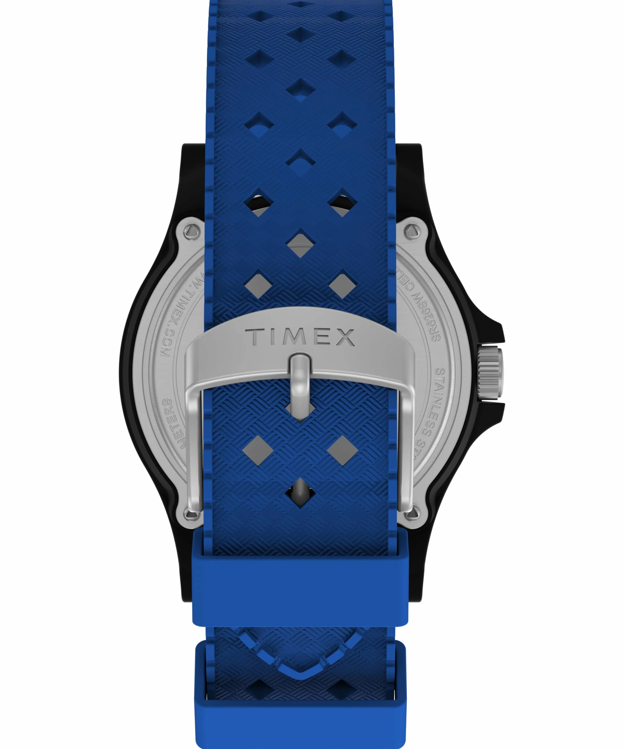 Timex Main Street 40 mm TW2Y13100 Zegarek uniseks, niebieski pasek silikonowy z białą tarczą i czarną kopertą