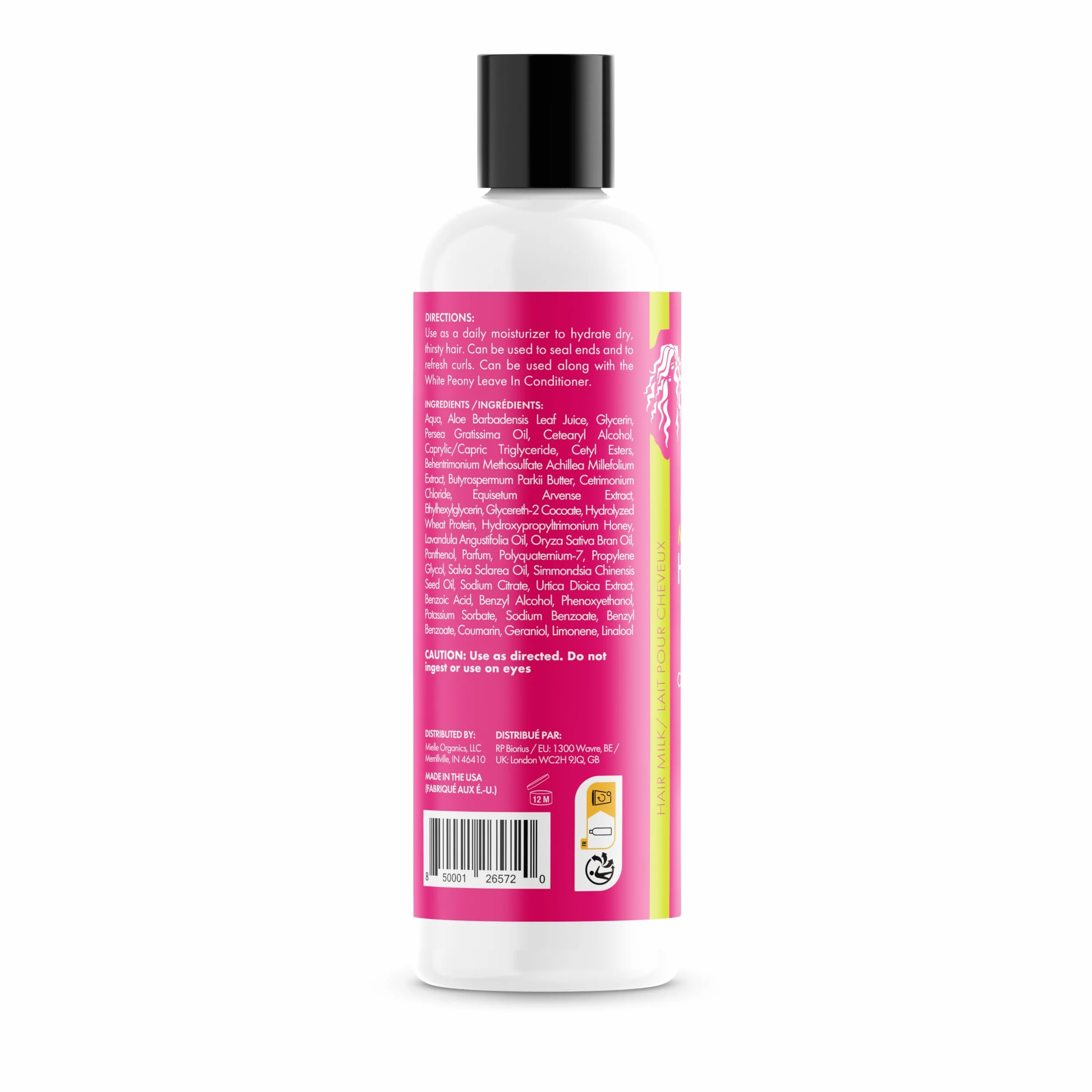 Mielle Avocado nawilżające mleczko do włosów, do wszystkich rodzajów włosów, ekologiczne, 227 ml (1 opakowanie)