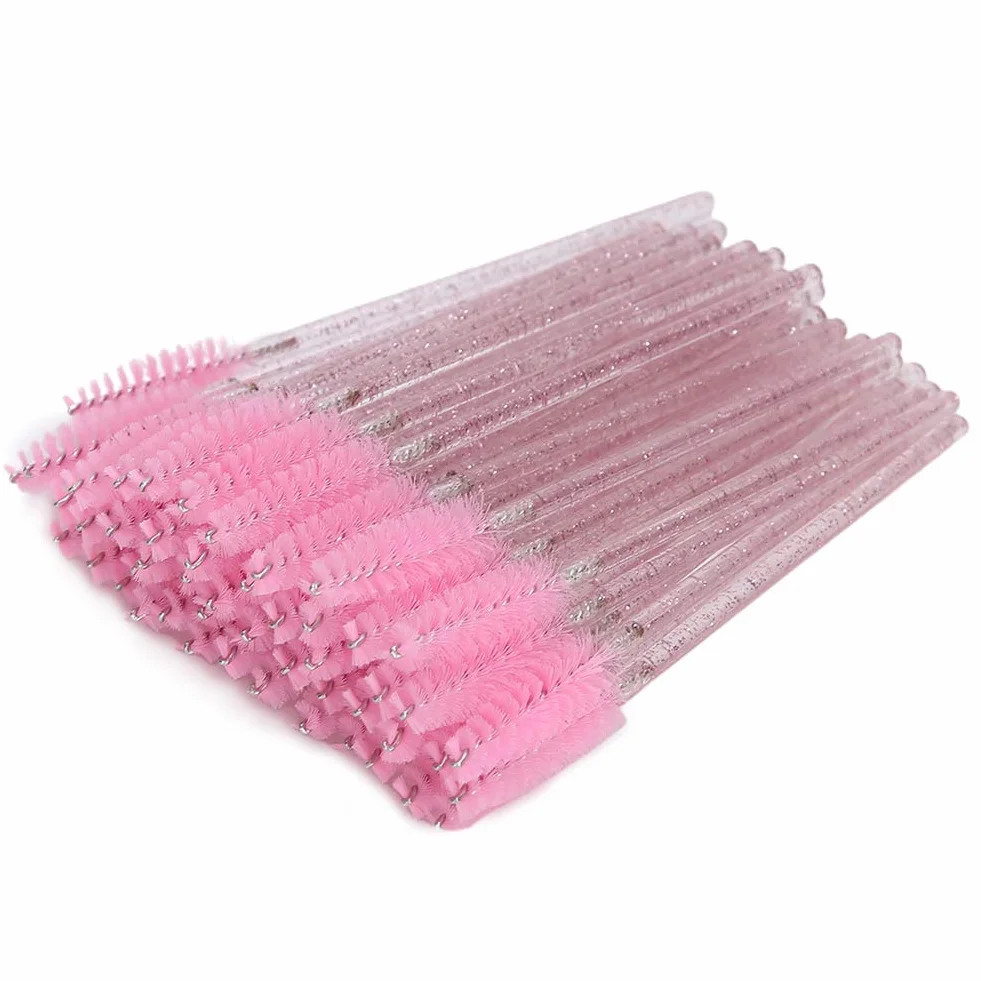 50 Szt. Jednorazowa Szczoteczka do Rzęs, NMascara Wands Ylon Makeup Brush Mascara Wands Rzęsy Brwi Jednorazowa Przenośna Szczoteczka do Przedłużania Rzęs i Brwi(różowy)