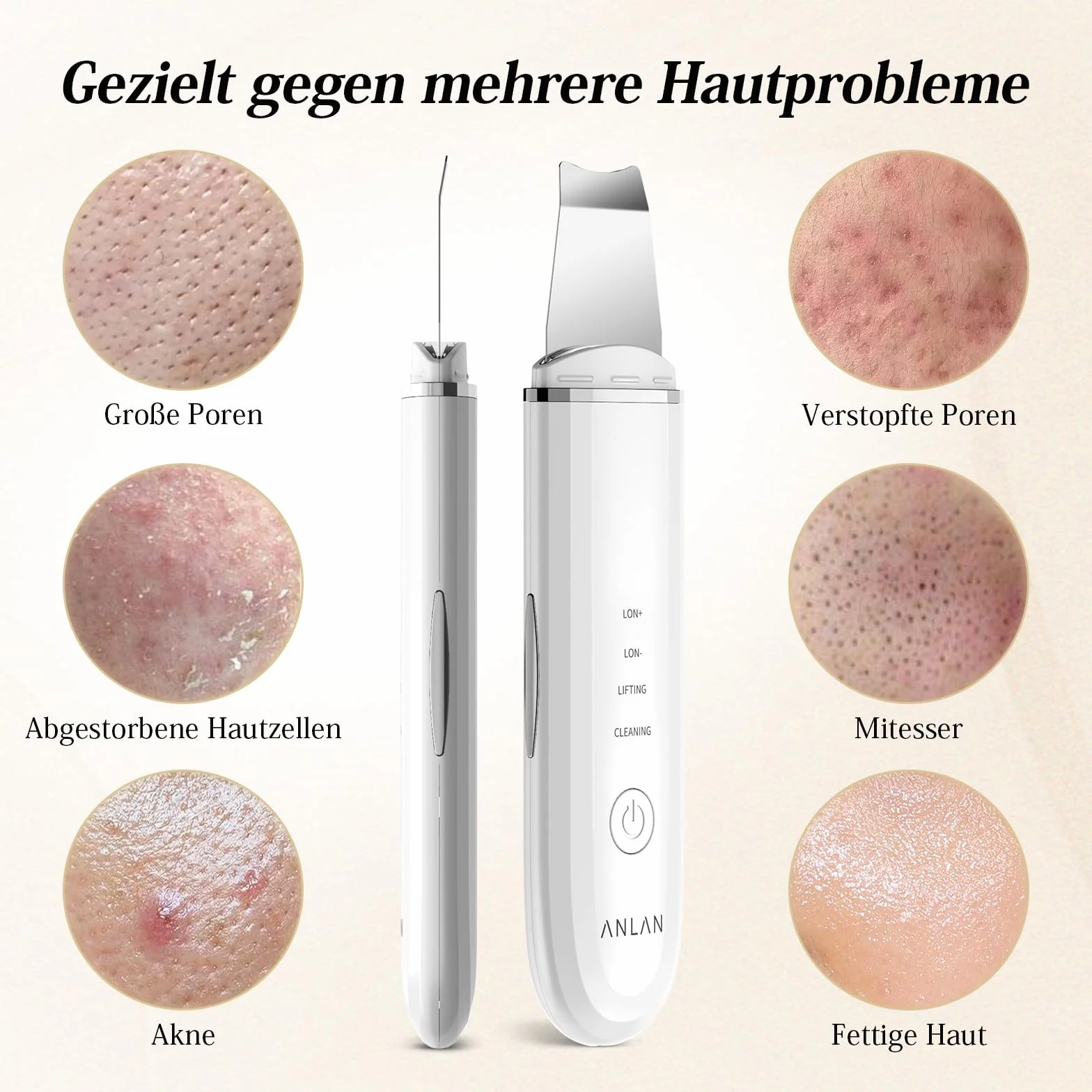 ANLAN Ultradźwiękowa Peeling do Skóry Elektryczny Skin Scrubber Twarzy Oczyszczacz Porów