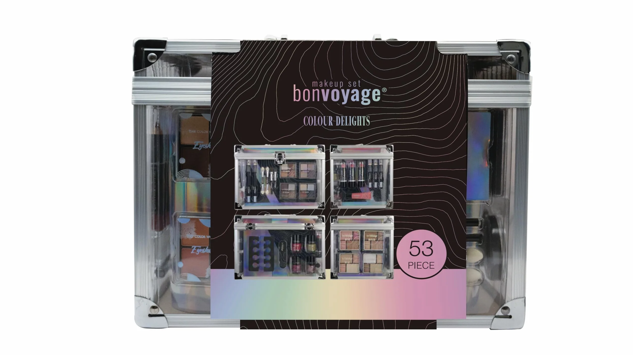 Bonvoyage Zestaw do Makijażu Colour Delights Przenośna Przezroczysta Walizeczka