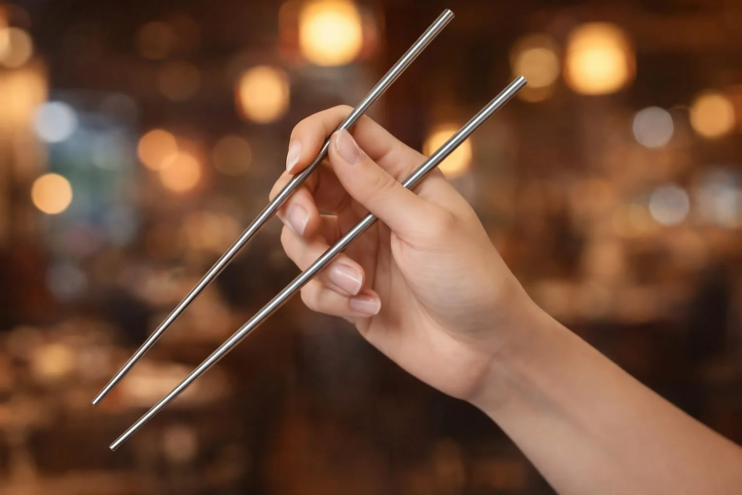 Pałeczki wielokrotnego użytku ze stali nierdzewnej 316L – 1 para 24 cm, nadają się do mycia w zmywarce, metalowe pałeczki do chopstick z etui do sushi i kuchni azjatyckiej