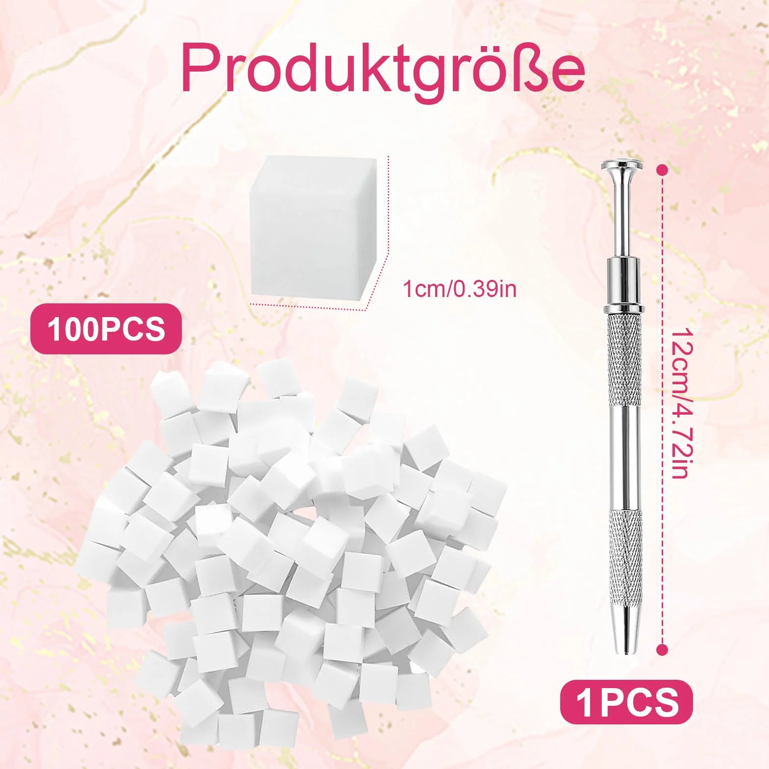 100 szt. gąbki do zdobienia paznokci z metalowym uchwytem, akcesoria do zdobienia paznokci, Baby Boomer, narzędzia do renderowania z blokami chwytającymi, gąbka do manicure, gradient Nail Art