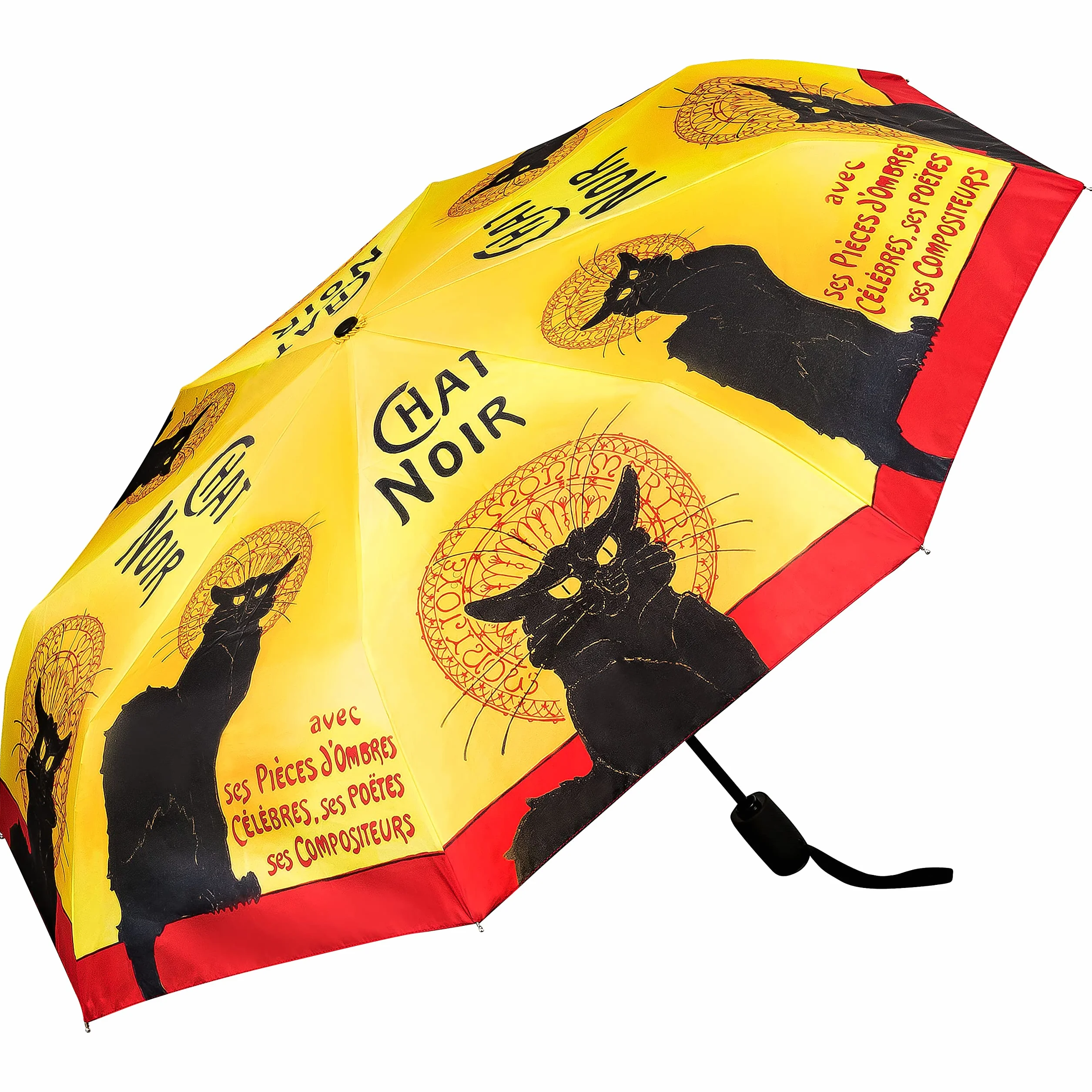 VON LILIENFELD parasol kieszonkowy Chat Noir art wiatroodporny automatyczne otwieranie-zamykanie stabilny lekki kompaktowy