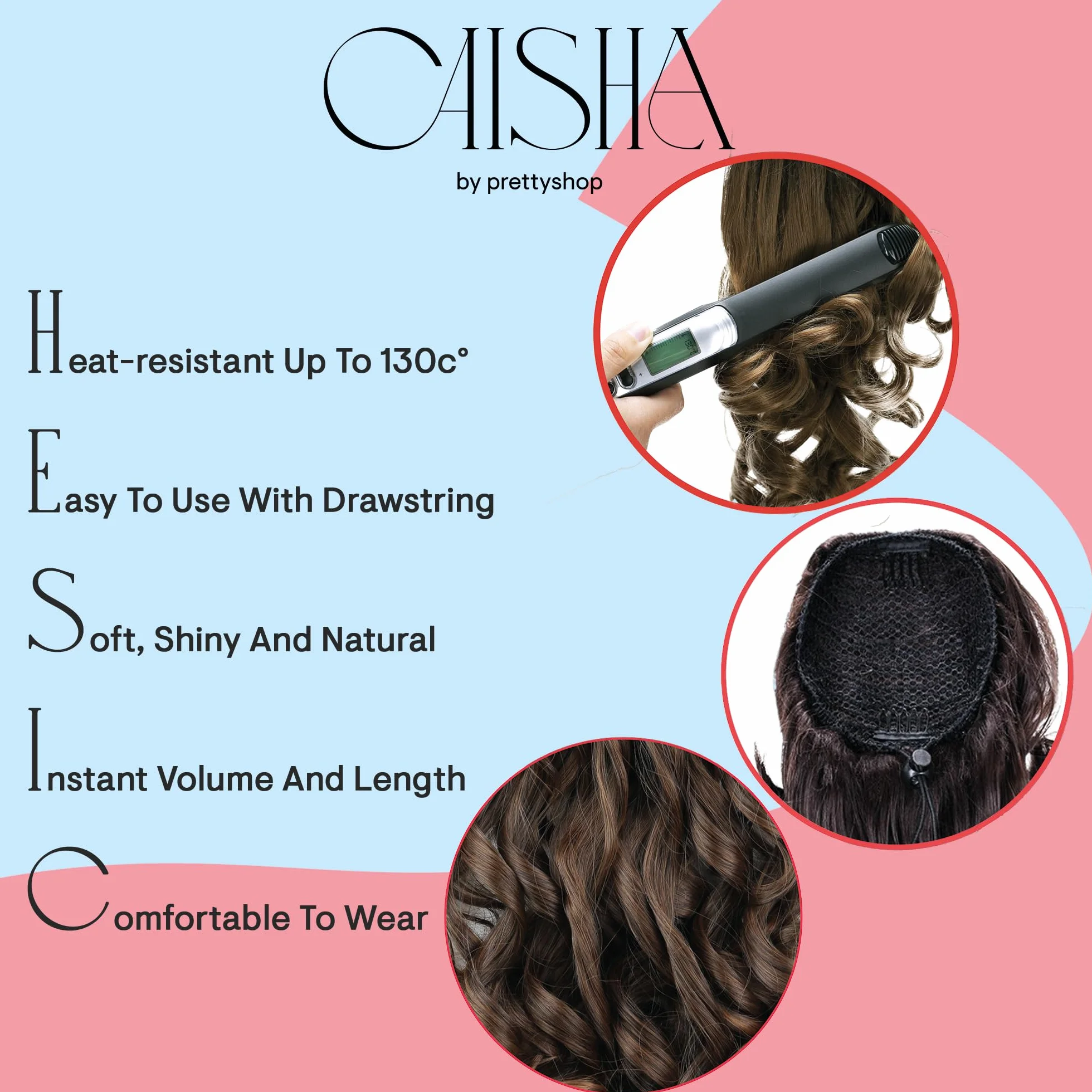 CAISHA 30 cm Ponytail Warkocz Kucyk Przed?u?anie W?osów Obszernie Pofalowane Czekoladowy Br?z PH202