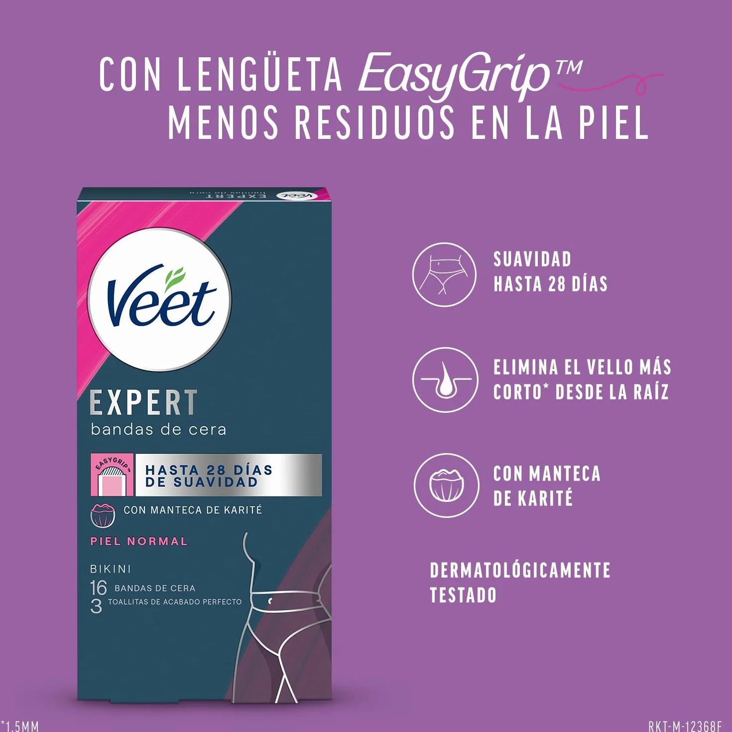 Veet Expert 16 pasków do depilacji z zimnym woskiem do depilacji angielskiej części bikini z masłem shea