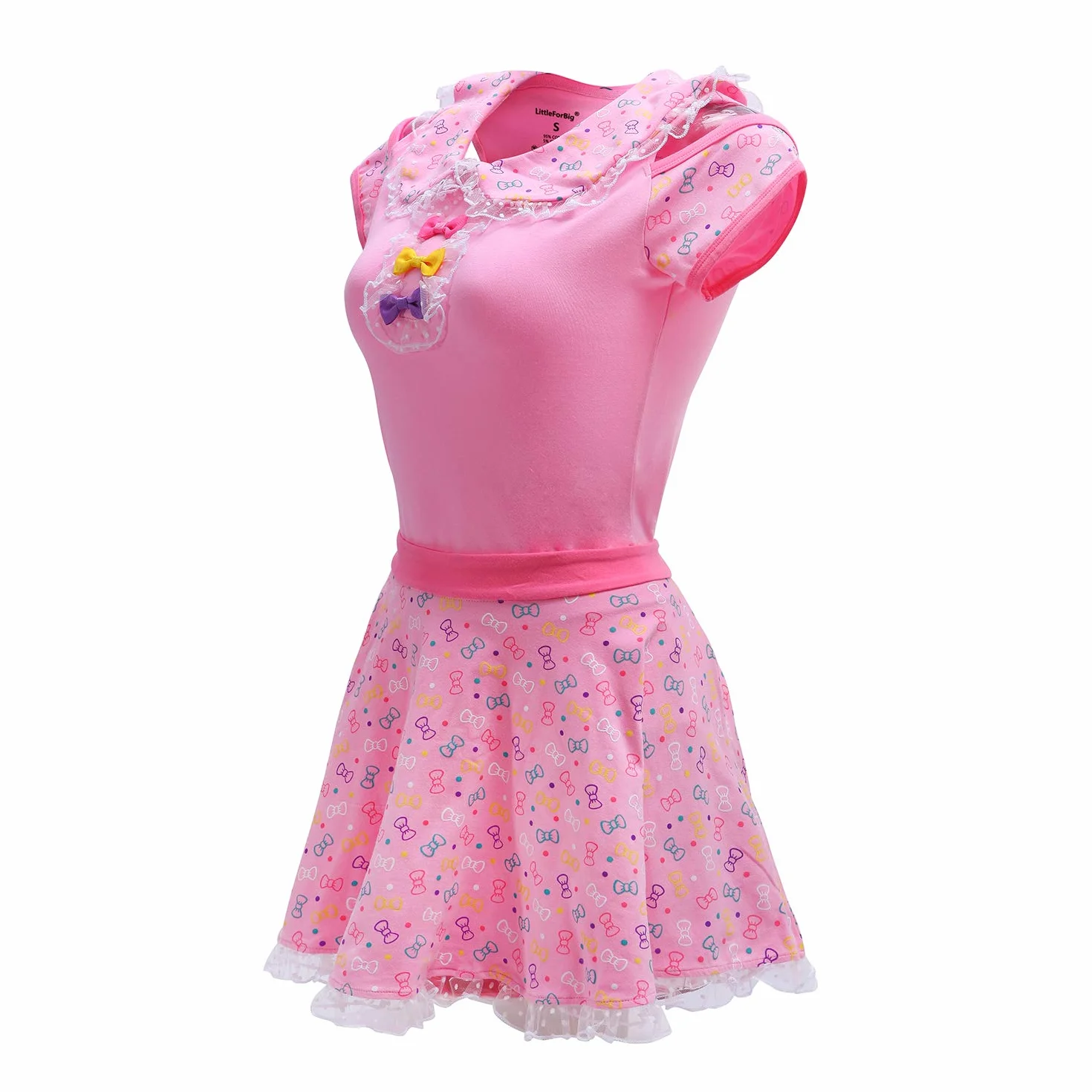 LittleForBig Dorośli Baby miłośnik pieluszek (ABDL) zatrzas w komkroku jednoczęściowy śpioszki-Witaj Meow-Meow Onesie