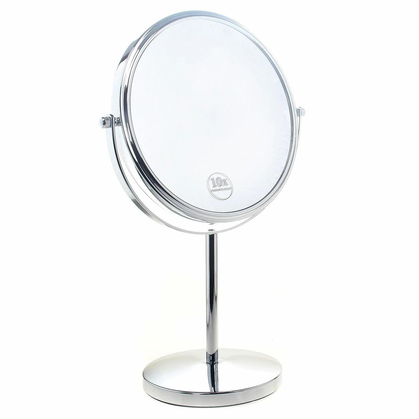 TUKA lusterko stojące, 5-krotne powiększenie, 20 cm, lusterko kosmetyczne obracane o 360°. Chromowane lusterko do makijażu, lusterko do golenia, lustro stołowe, lusterko łazienkowe, dwustronne: lustro