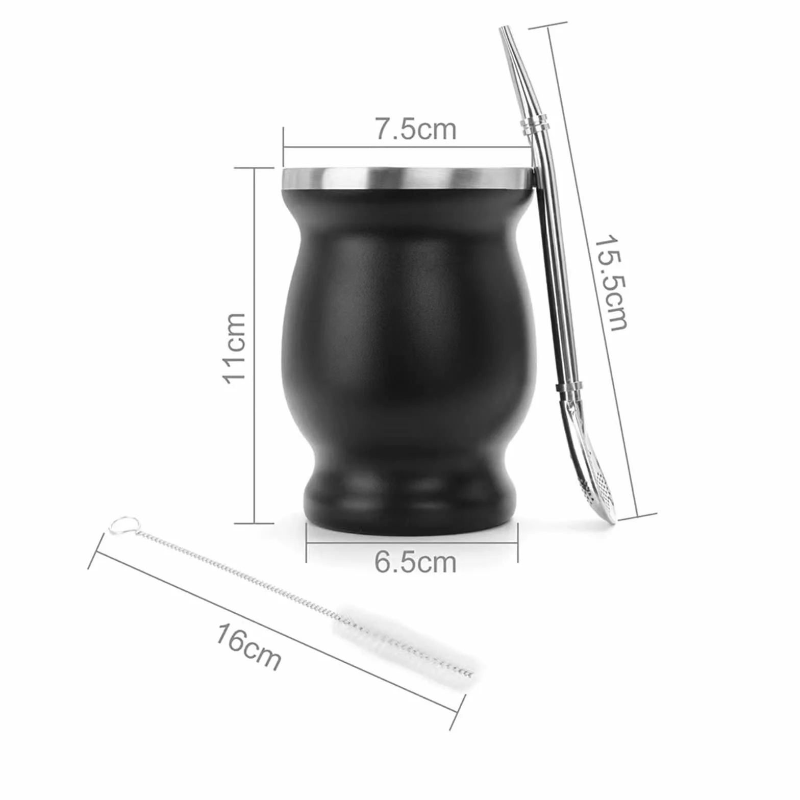 Yerba Mate Cup Bombilla zestaw | 237 ml tykwa Yerba Mate | bombilla ze stali nierdzewnej srebrna zakrzywiona słomka bombilla i szczotka do czyszczenia, łatwa w czyszczeniu, tykwa Yerba Mate (niebieska)