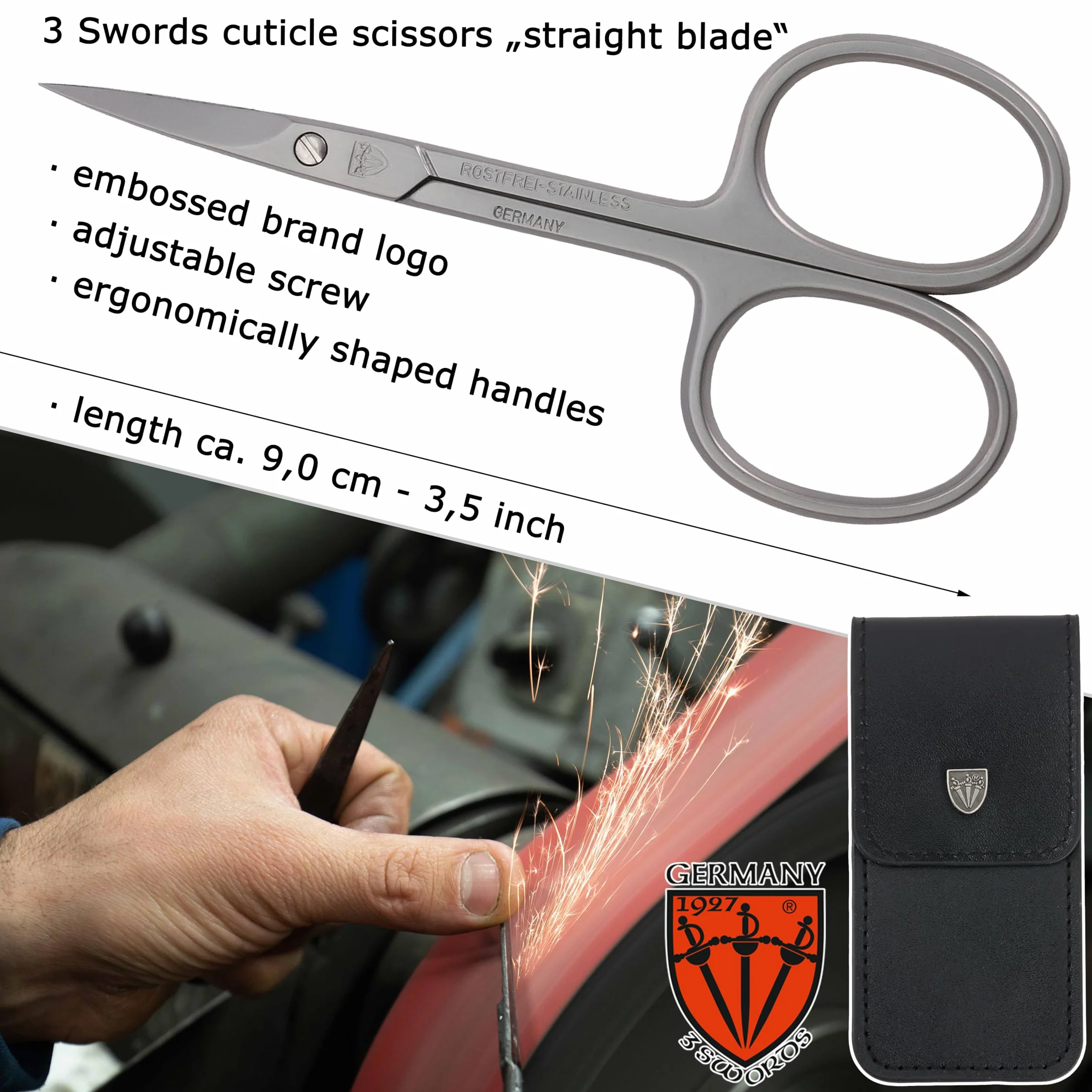 Tres Espadas - Nożyczki do manicure prostego naskórka, stal nierdzewna - Made in Germany