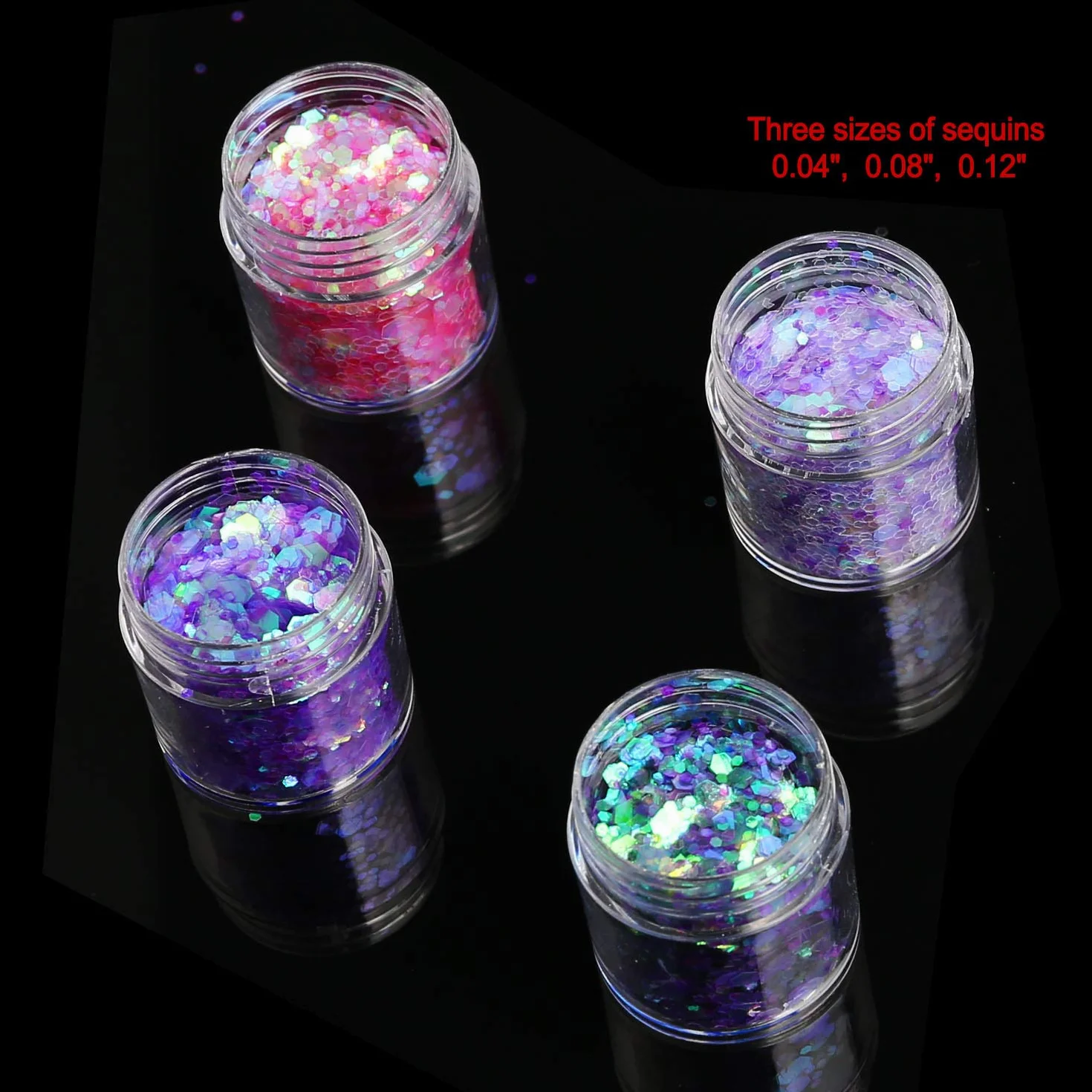 HOWAF 12 garnków Beauty Nail Glitter Cekiny puder z pędzelkiem 2 szt., mieszanka holograficznych brokatowych cekinów puder pył do paznokci twarzy oczu ciała włosów 3D zdobienia paznokci dekoracja