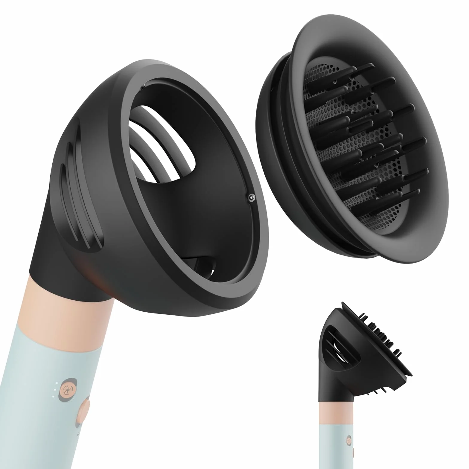 Wave Curl Dyfuzor do Dyson Airwrap by MMOBIEL – Kompatybilny Dyfuzor HS01 HS05 HS08 – Podwójny Przepływ Powietrza i Tryby Dyfuzji dla Zdefiniowanych Loków, Objętości i Fal – Szary