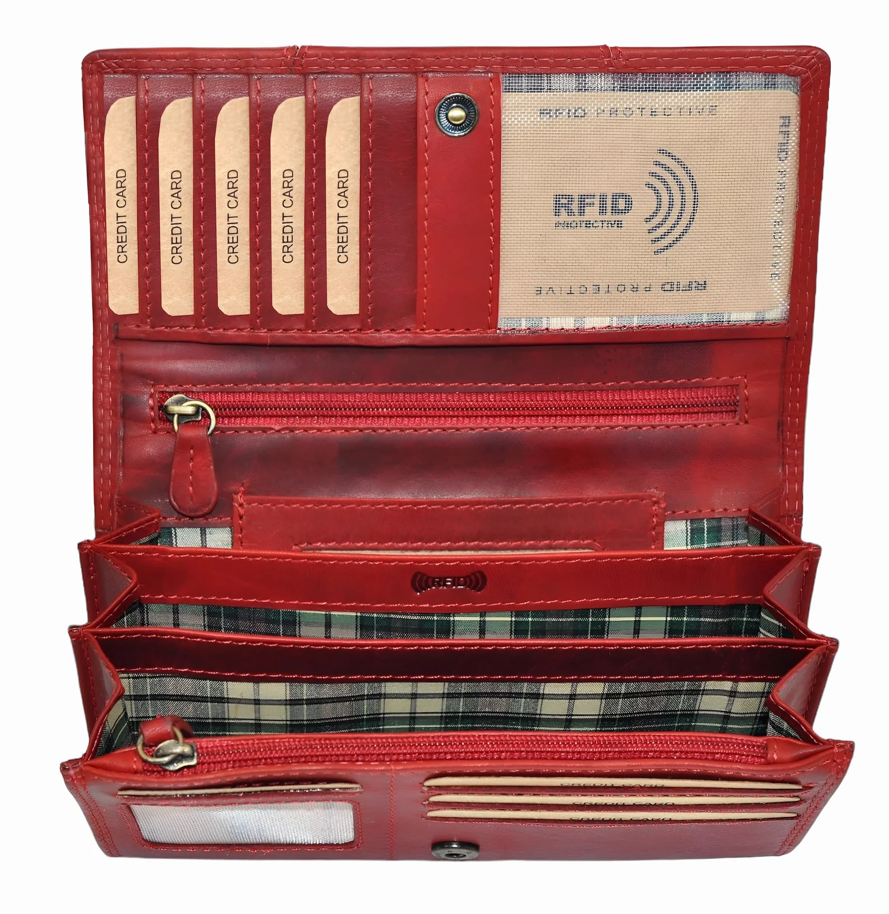 Benthill Portfel Damski Skórzany - Wysokiej jakości miękki skórzany portfel damski w stylu vintage z ochroną RFID - Duży portfel damski długi - Portmonetka damska w zestawie z pudełkiem upominkowym