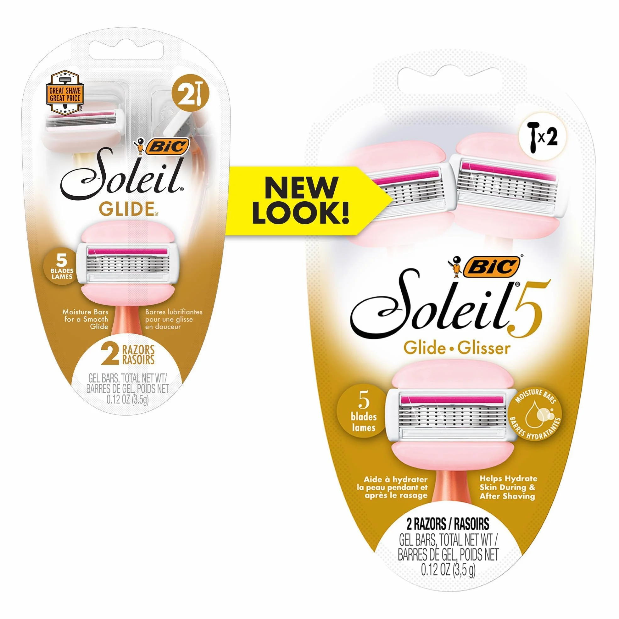 Bic Soleil Balance Razor For Women - Moisture Bars With Shea Butter - 2 Count Razors Per Package - Pack of 2 Packages