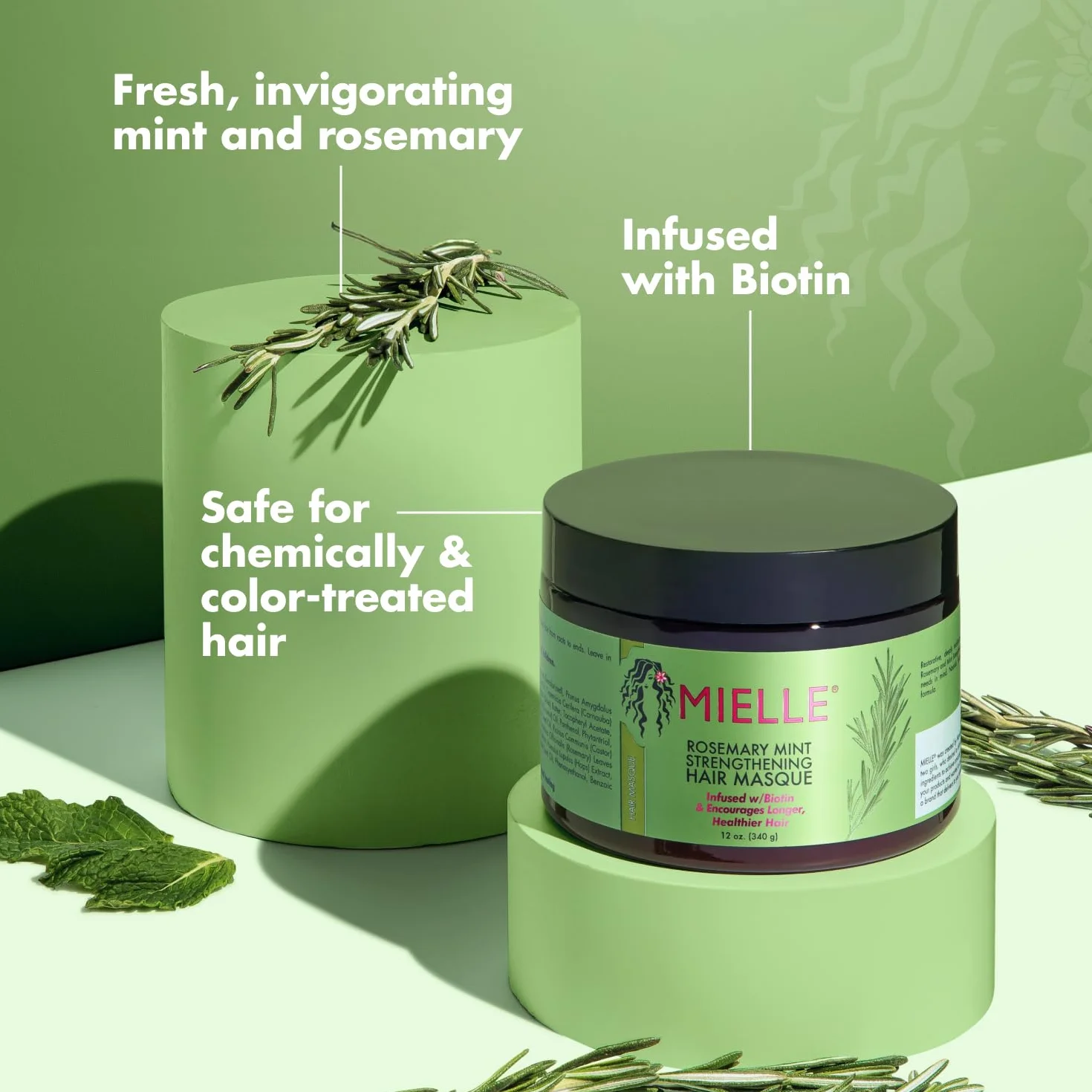 Mielle Organics Rosemary Mint Maska do Włosów, 340 ml