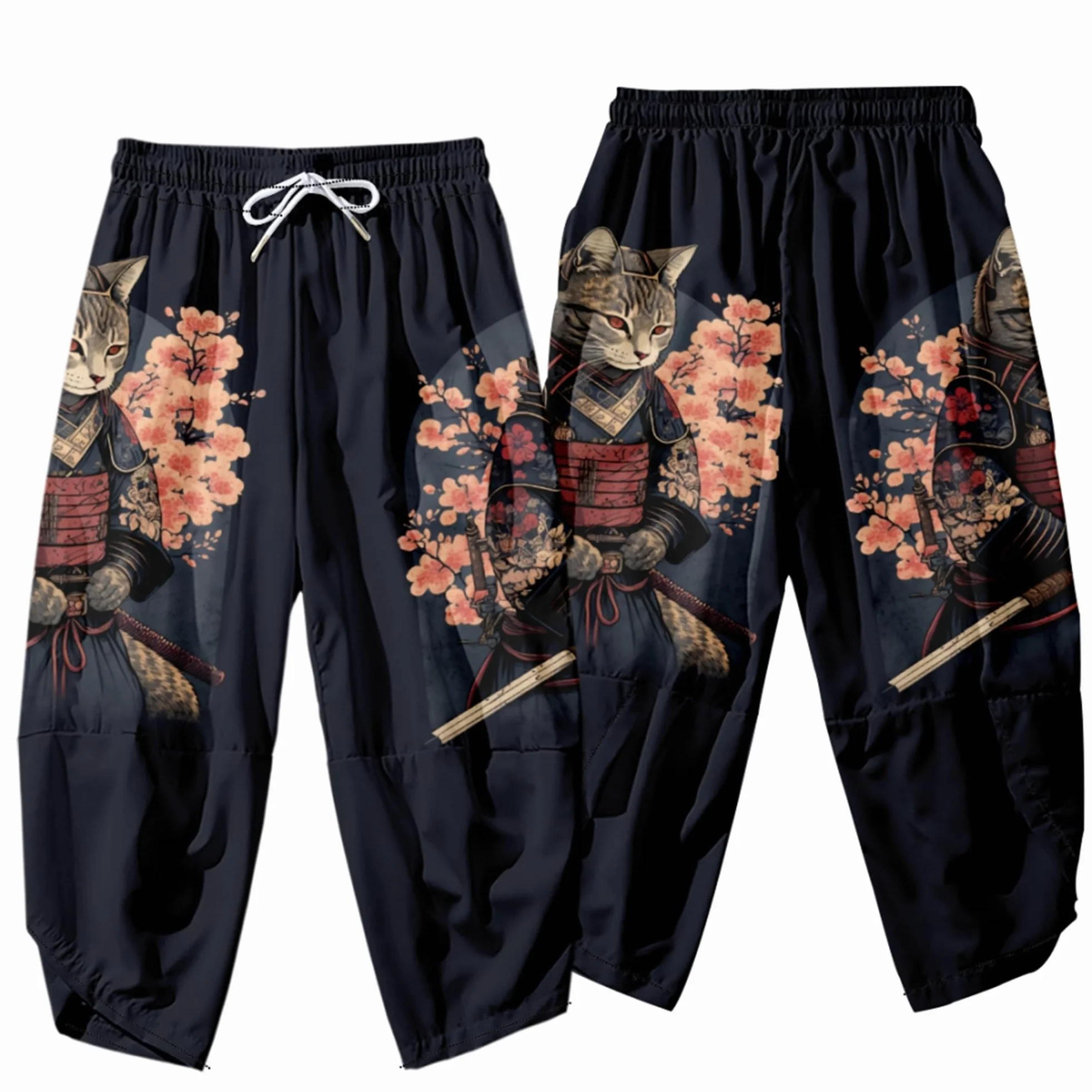 DOSLAVIDA Japoński zestaw kurtek kimono dla mężczyzn, stylowy otwarty płaszcz przedni ze szortami, chiński styl, kurtka z dzianiny z nadrukiem