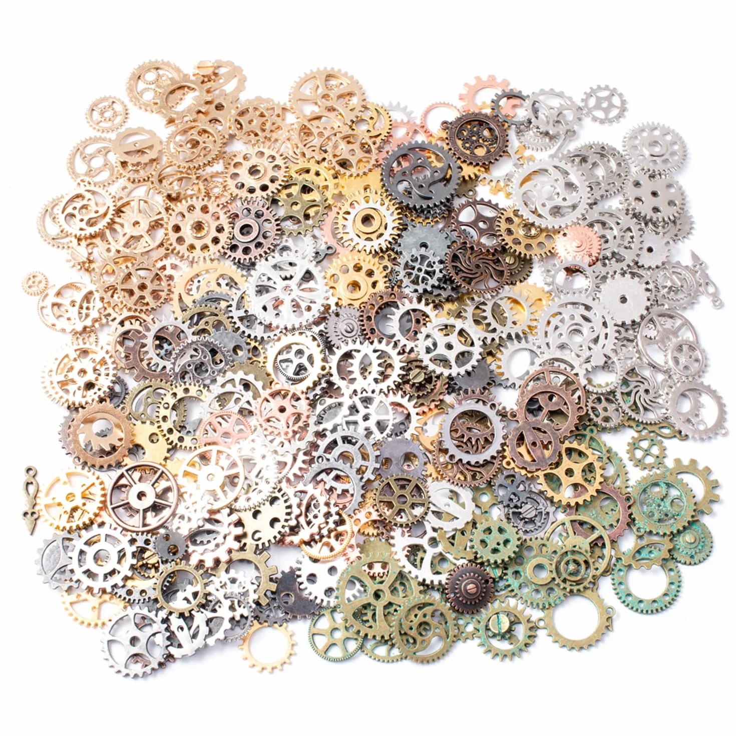 100 g Różne rzemiosła, koła zębate, wisiorki, akcesoria jubilerskie, retro steampunk, akcesoria do tworzenia naszyjników, bransoletek, biżuterii