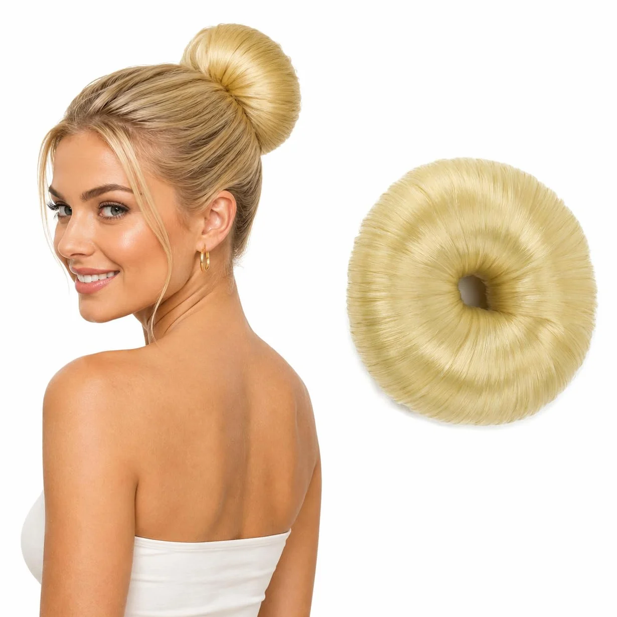 CAISHA Pierścionki Do Kok Roll Hair Bun Bun Donut Bun Maker Up Do Fryzjera Narzędzie Do Układania Włosów Blond DK1