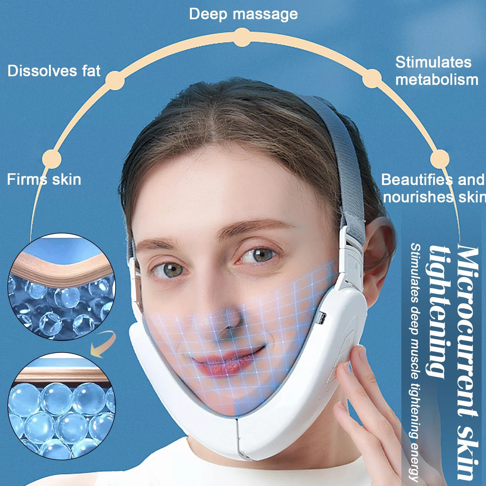 V-Face Shaping Masażer, urządzenie do liftingu twarzy, urządzenie do usuwania podwójnego podbródka, 12 intensywności, urządzenie do masażu twarzy EMS Jawline Trainer do usuwania obrzęków szczęki