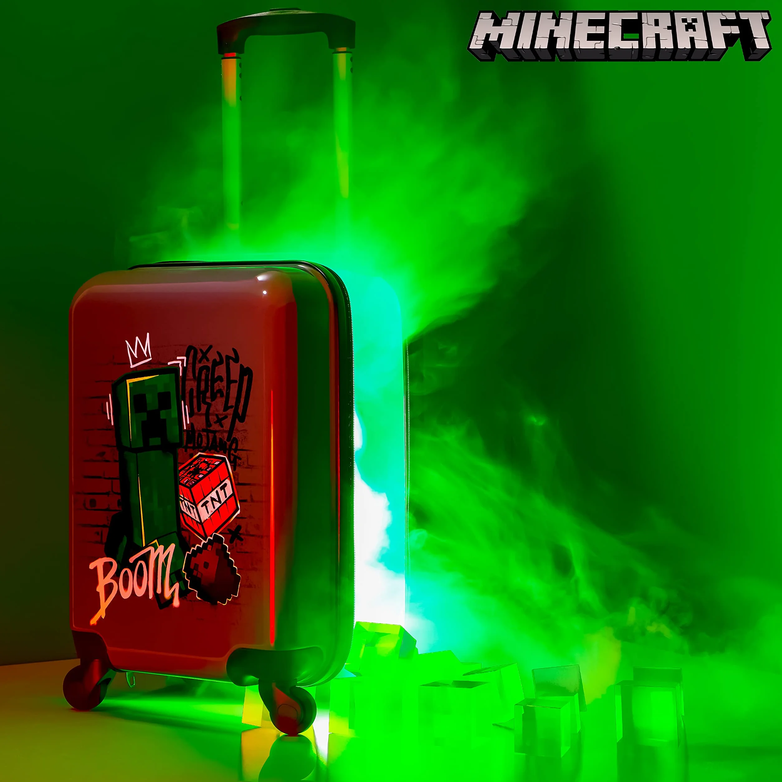 Minecraft Weź walizkę dla dzieci w torbie kabinowej z kółkami z kołami dla chłopców, nosząc torbę podróżną z kołami i uchwyt małej walizki z kółkami Jeden Rozmiar Szary