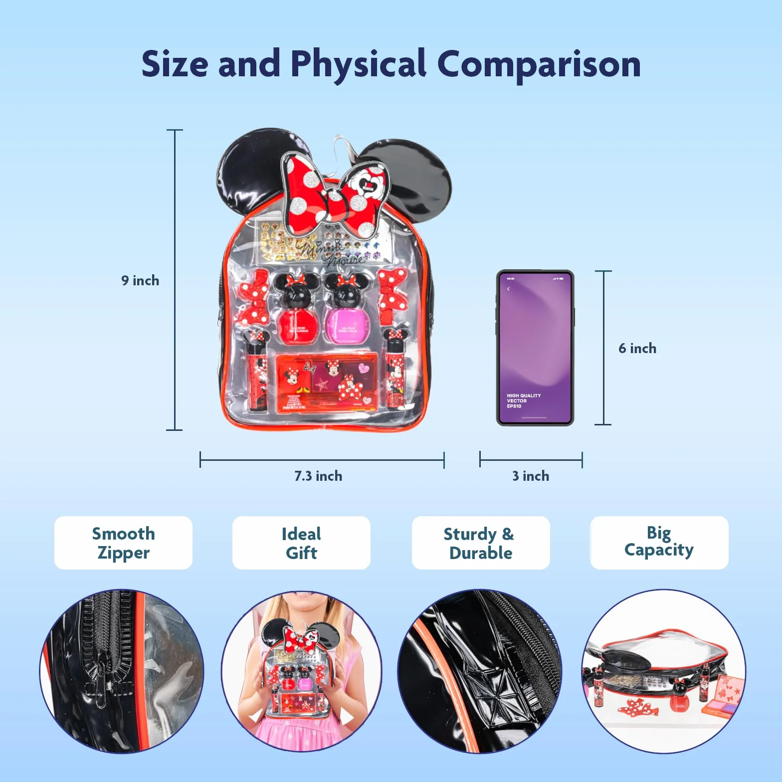 Minnie Mouse Plecak z Makijażem Dla Dzieci Zestaw Urody Prezent