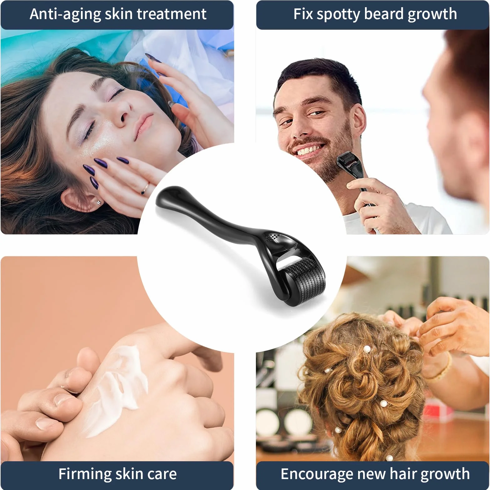 Derma roller 0,5 mm, wałek do pielęgnacji twarzy i ciała, mikroigłowy, dla mężczyzn i kobiet, do pielęgnacji włosów i twarzy