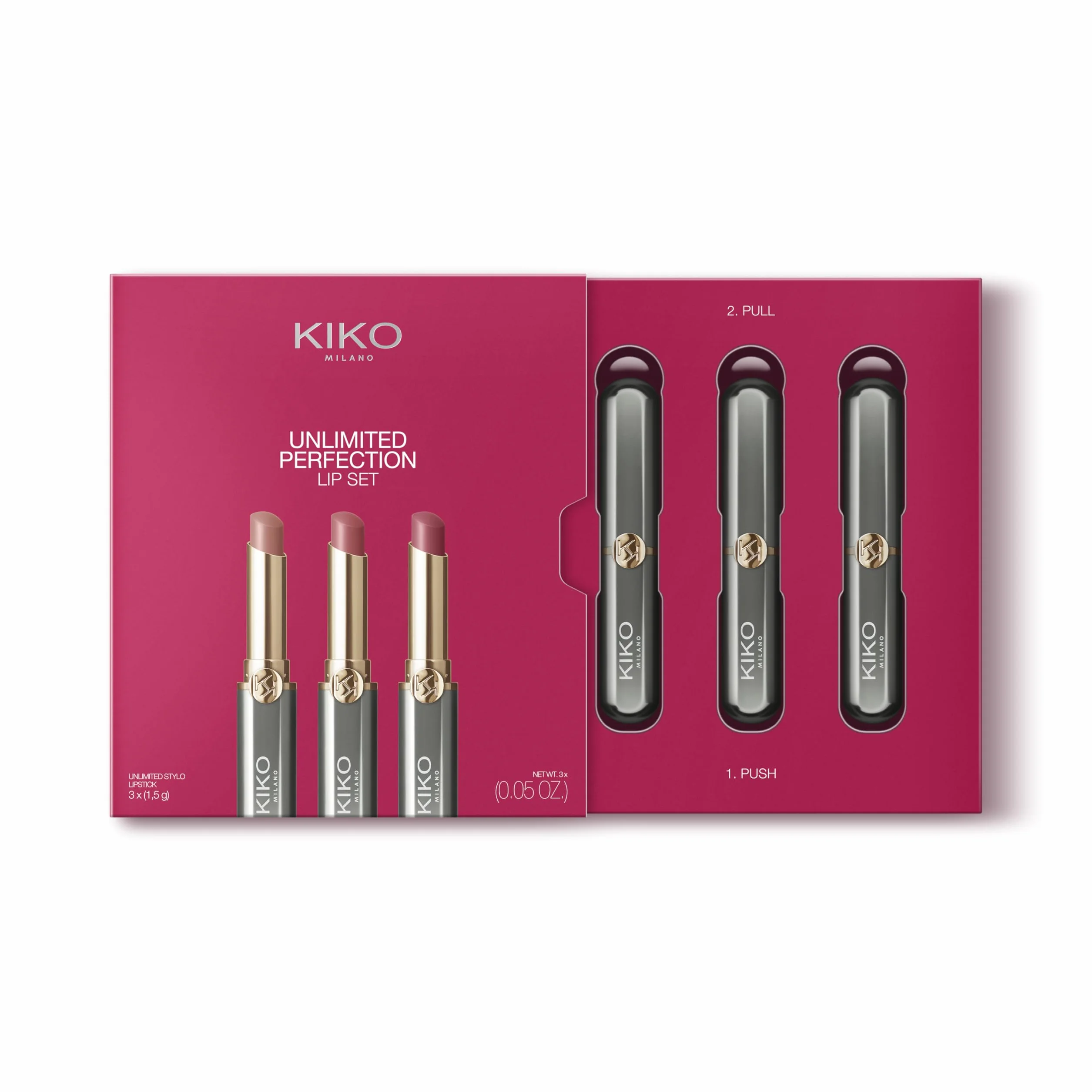 KIKO Milano Unlimited Perfection Lip Set 01, Zestaw 3 Pomadek
