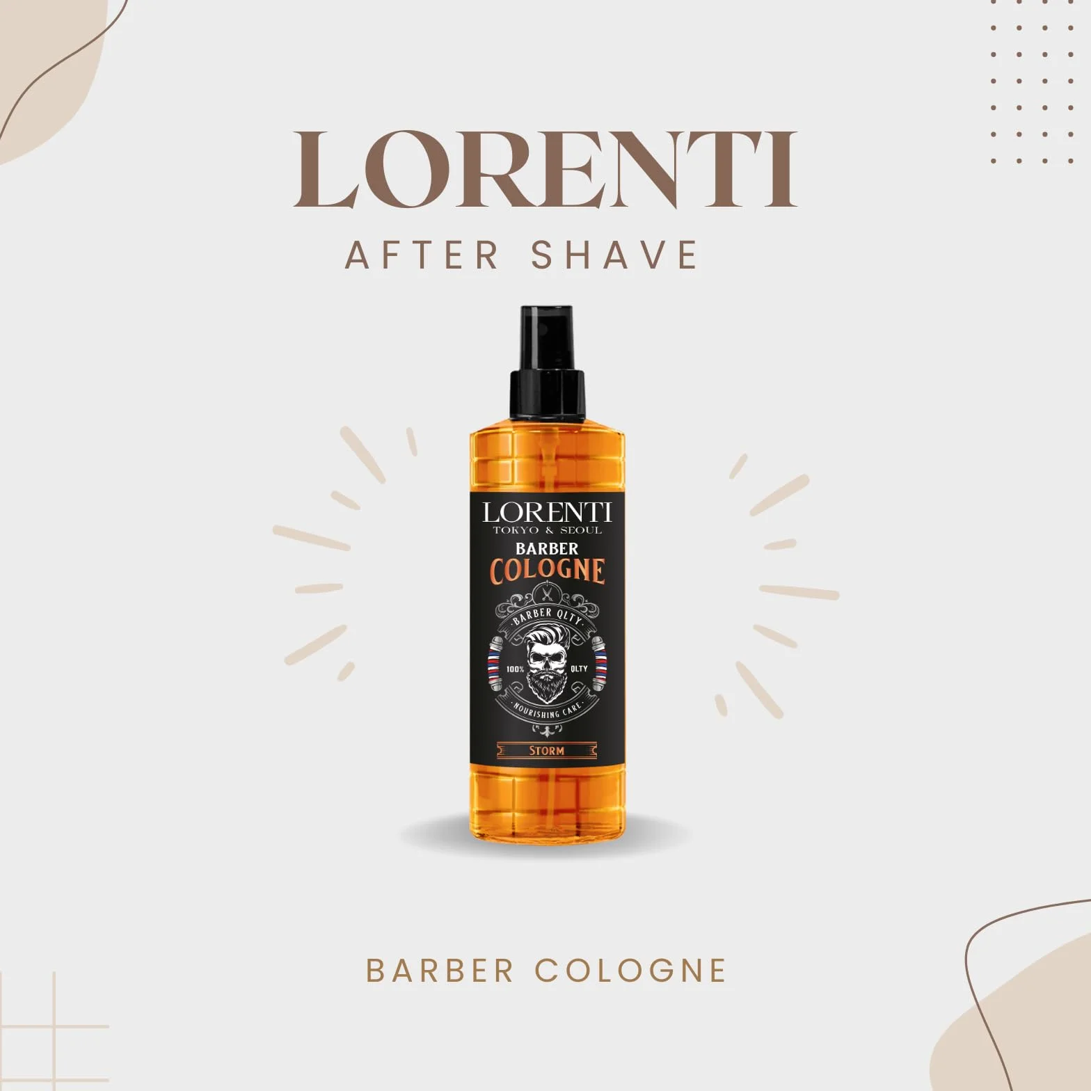 LORENTI TOKYO & SEOUL Barber Cologne 400 ml Storm spray po goleniu dla mężczyzn | woda zapachowa do golenia dla mężczyzn - Barber Eau de Cologne z praktycznym dozownikiem z pompką | orzeźwiający i