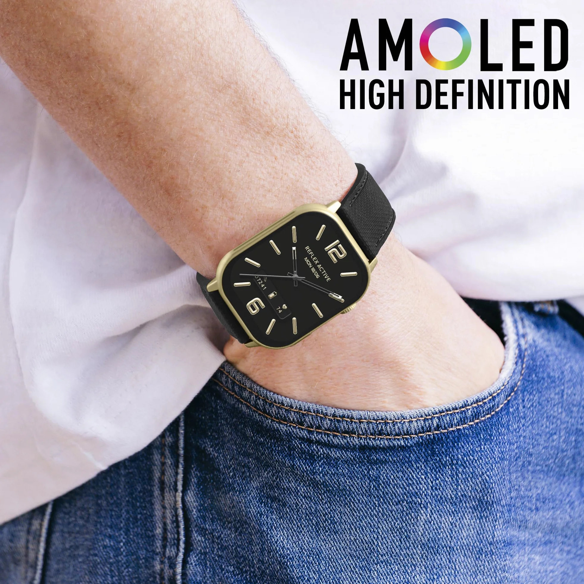 Reflex Active Inteligentny zegarek Amoled serii 29 z ekranem dotykowym 2,04'', pulsometrem, tlenem we krwi, wodoszczelnością IP68, śledzeniem aktywności, czarnym paskiem do iOS + Android