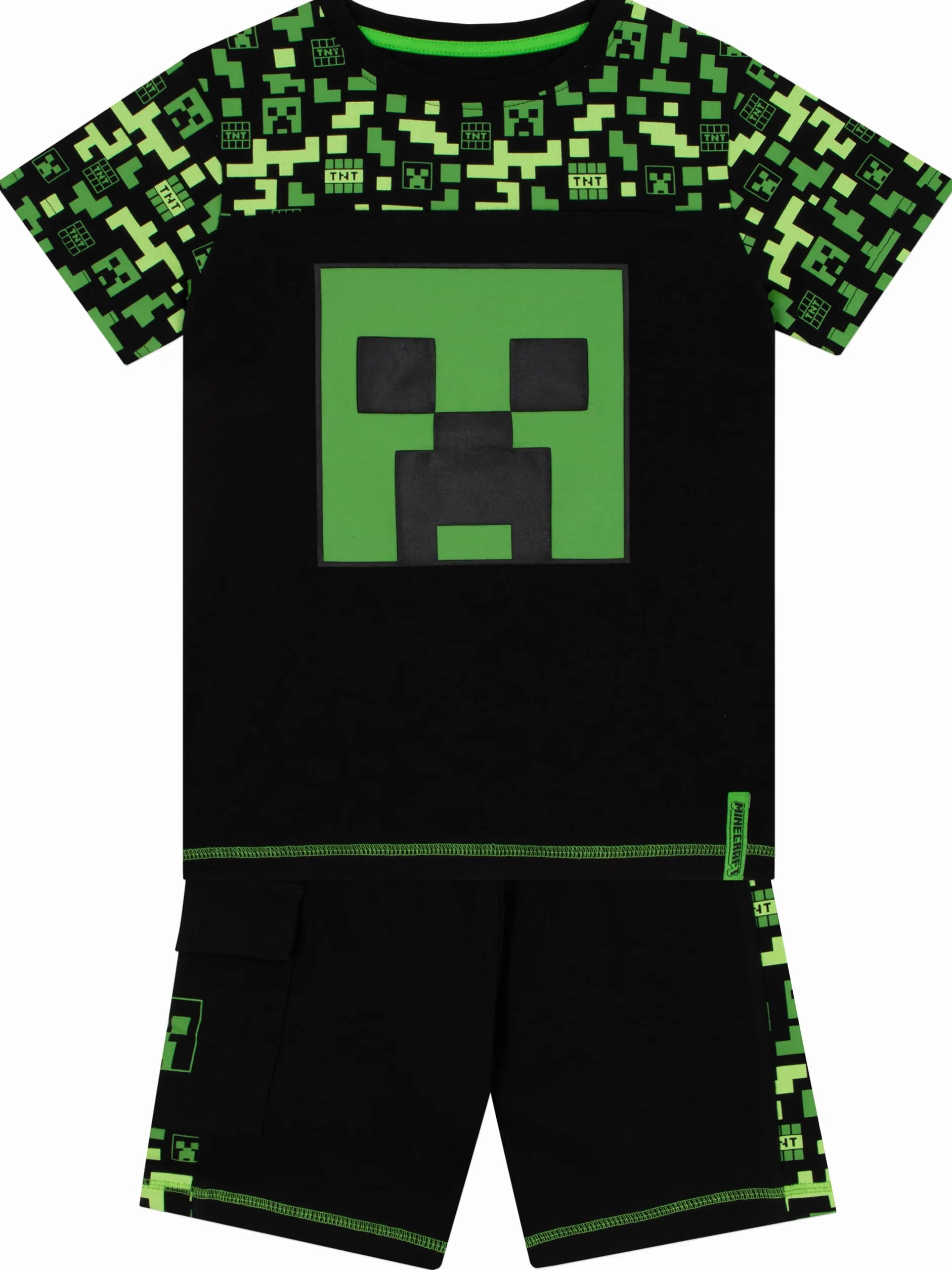 Minecraft Koszulka i Szorty | Strój Creepera Dla Chłopców | Koszulka i Szorty Dla Gracza | Ubrania Dla Graczy