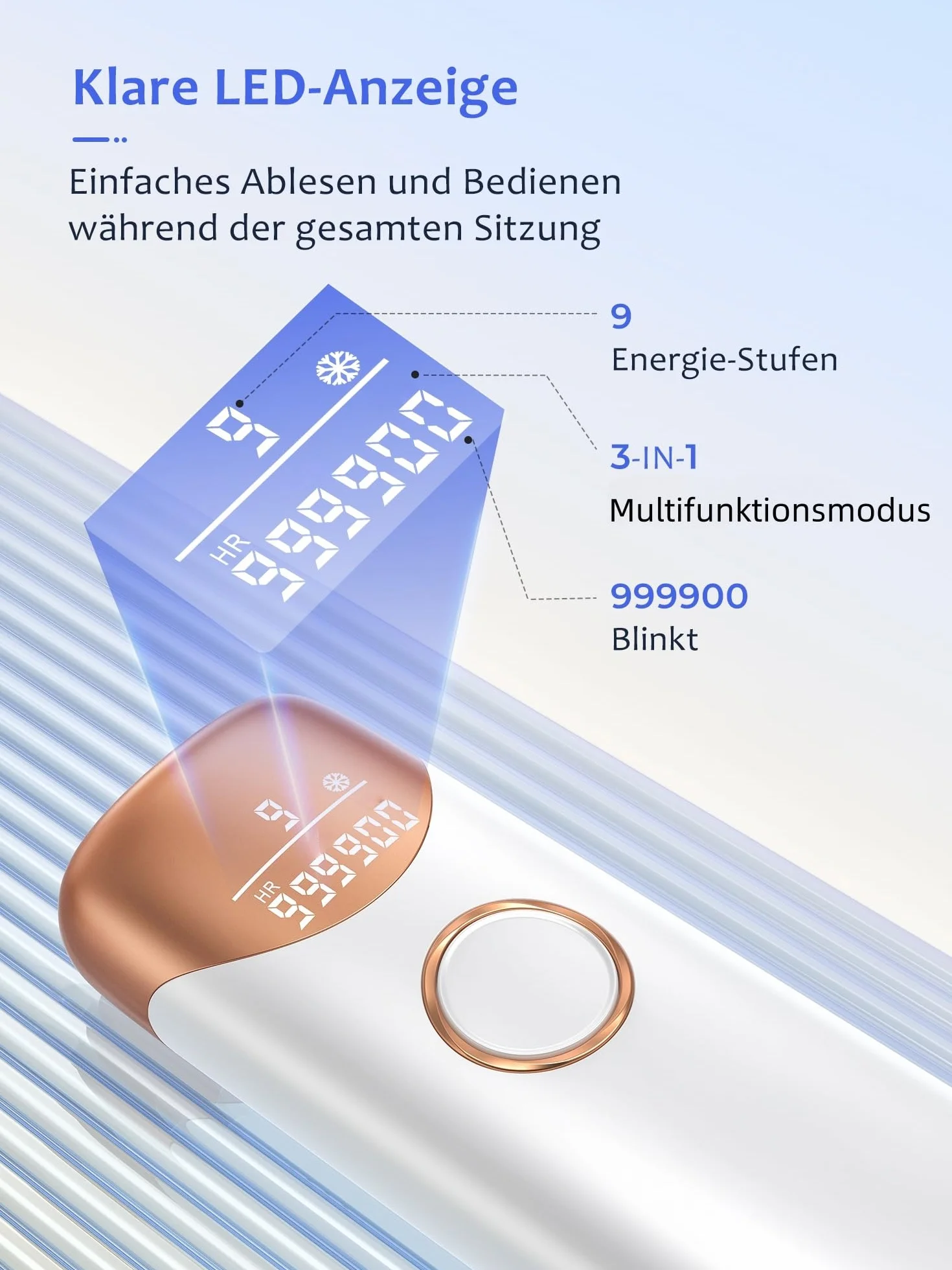 Depilator laserowy 3 w 1 z chłodzeniem lodem, 9 poziomów energii, funkcja HR/SC/RA, 999 900 błysków, depilacja IPL dla kobiet i mężczyzn, pachy, nogi, twarz