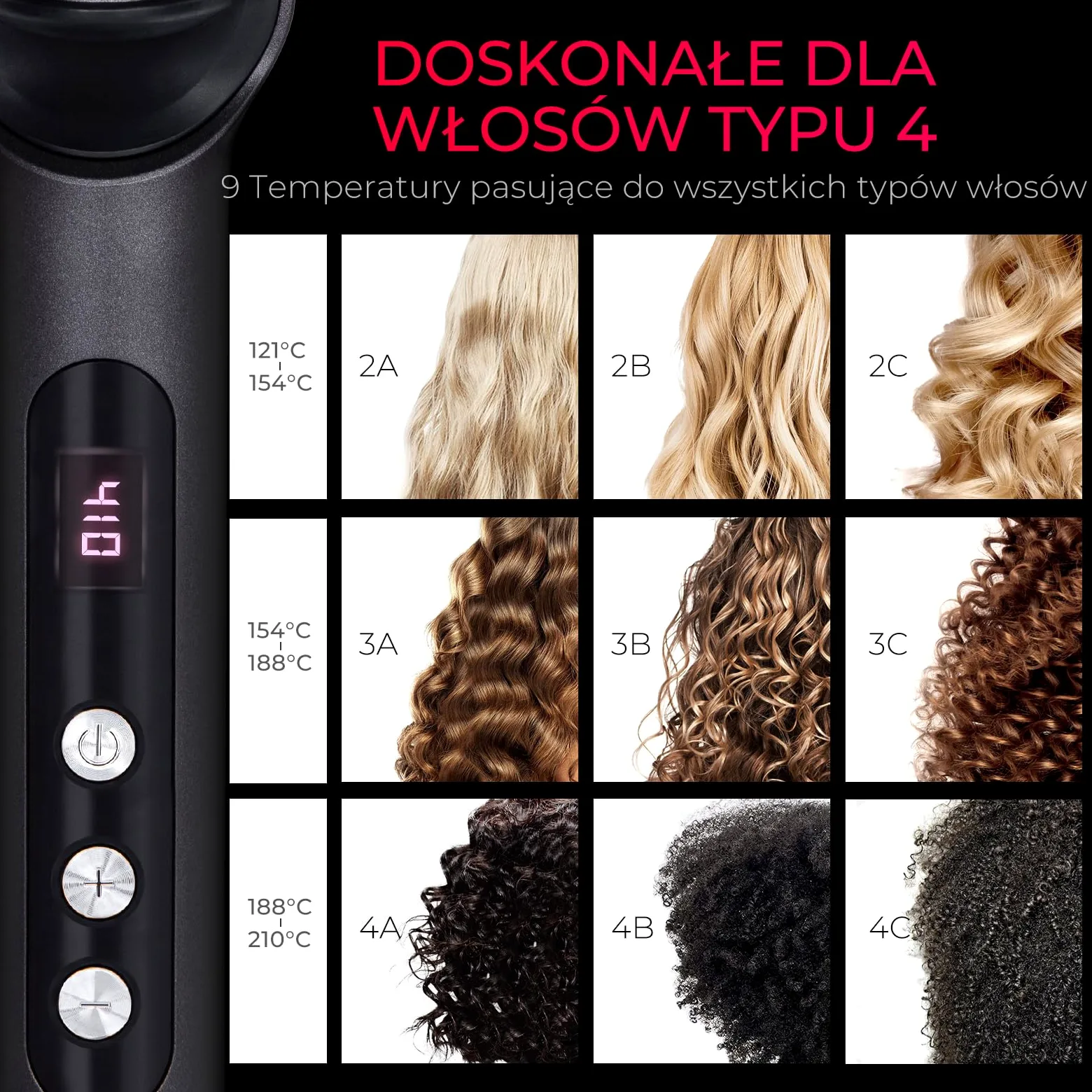 TYMO RING PLUS Ionic Hair Straightener Comb – szczotka do prostowania włosów z powłoką nano-tytanową zapewnia równomierne nagrzewanie, 9 ustawień temperatury i ekran LCD
