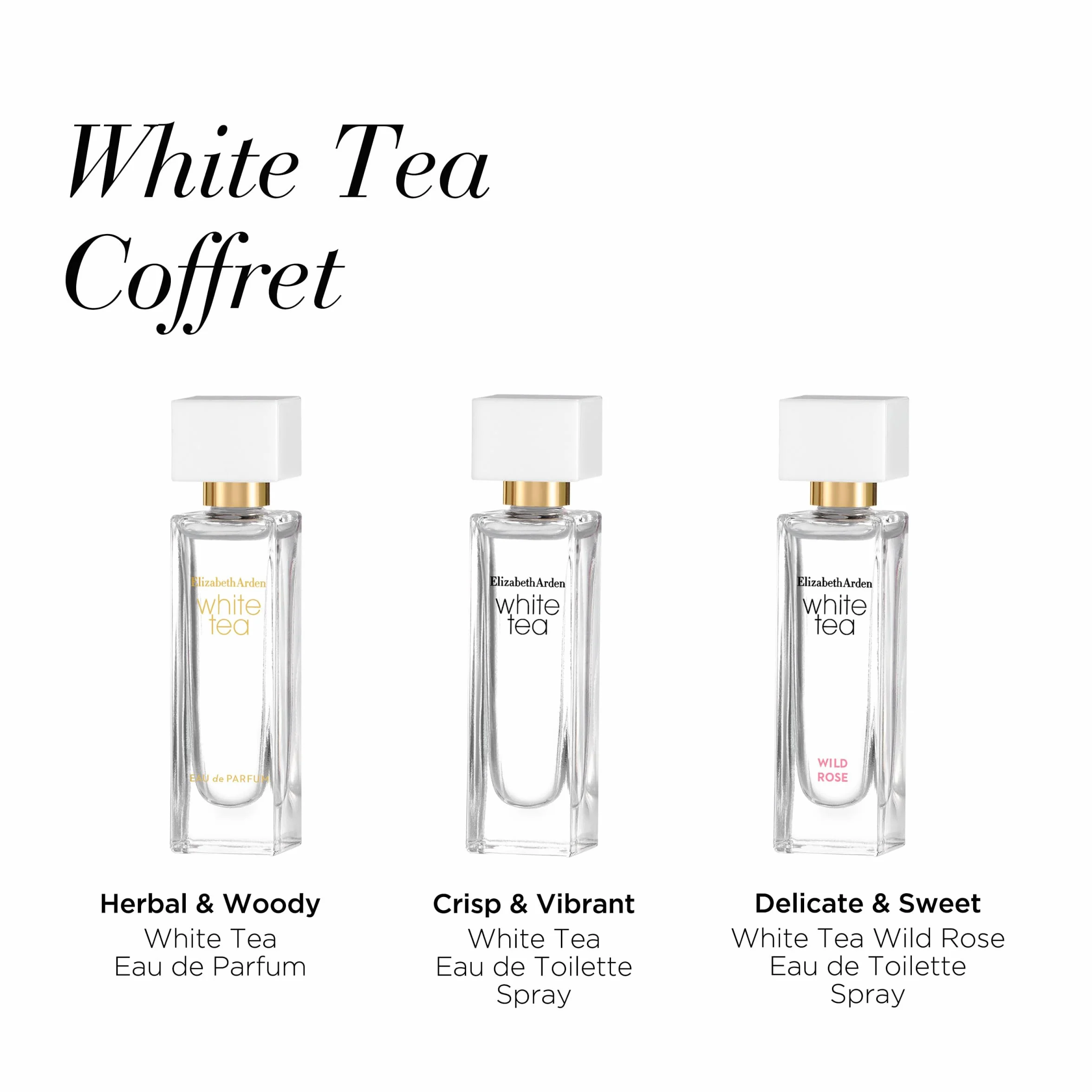 Elizabeth Arden, White Tea, żywy zapach, 3 miniatury po 10 ml, prezent dla kobiet