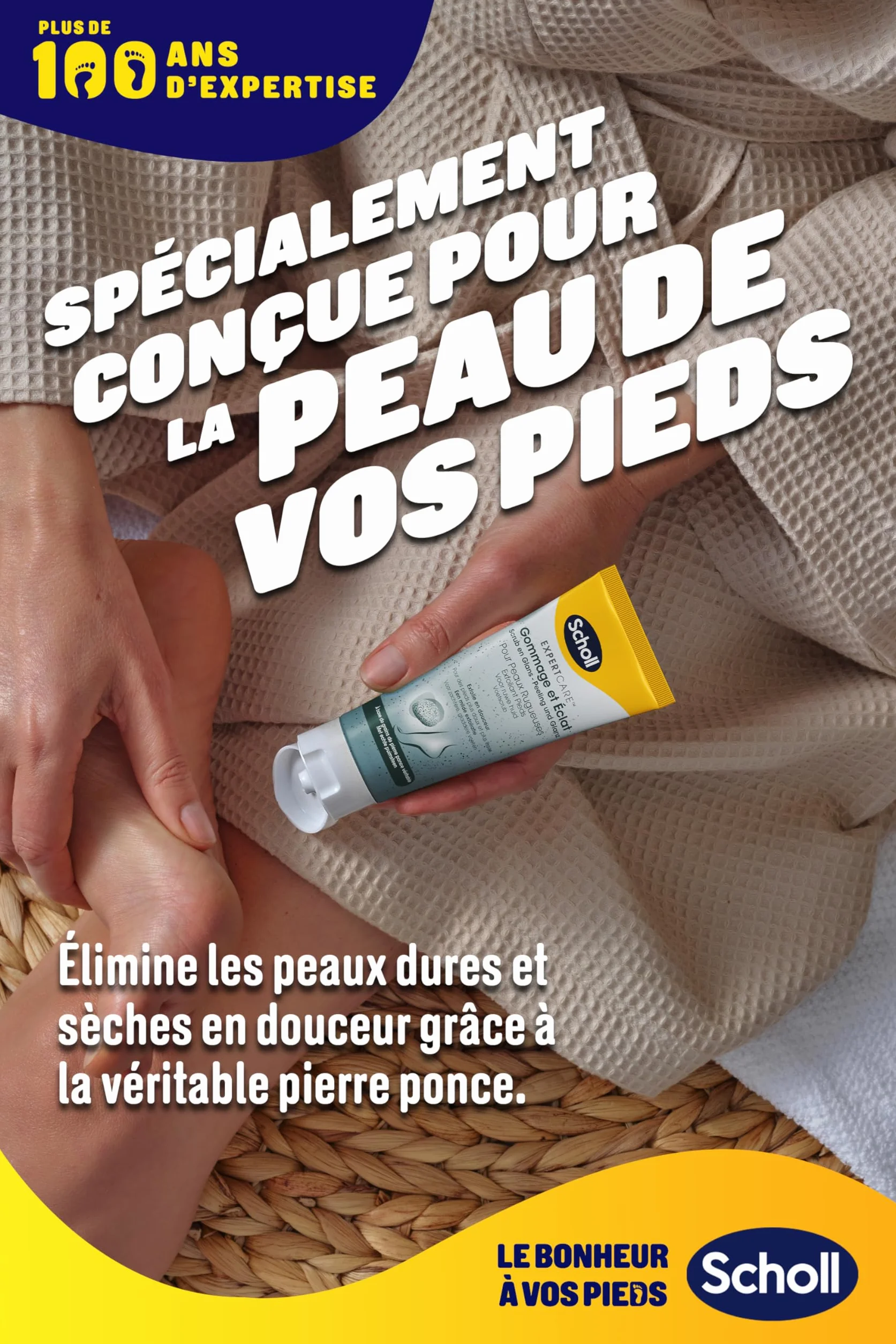 Scholl Krem do stóp Peeling i połysk dla skóry szorstkiej - Złuszczająca pielęgnacja suchych i szorstkich stóp na bazie pumeksu wulkanicznego - 75ml