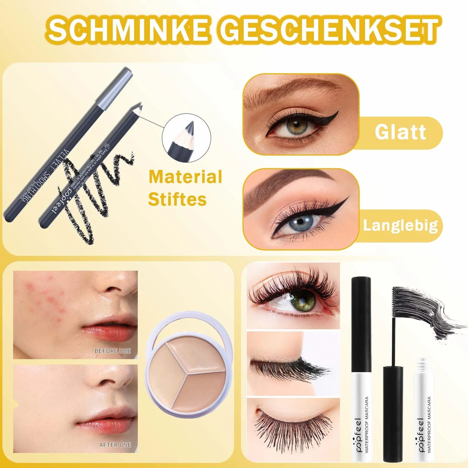 EONFAVE Beauty kalendarz adwentowy 2025, 24 sztuki, zestaw do makijażu, kalendarz adwentowy 2025, dla kobiet, zestaw do makijażu dla najlepszego zestawu prezentowego, ekskluzywne kosmetyki, z kredką