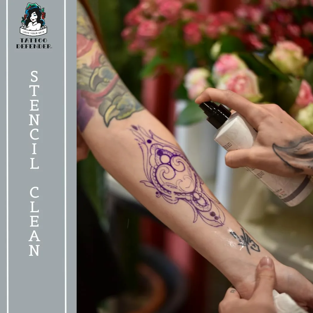 Tattoo Defender - Krem do szablonów 200 ml - płyn do usuwania szablonów - oczyszcza skórę z zanieczyszczeń przed rozpoczęciem tatuażu