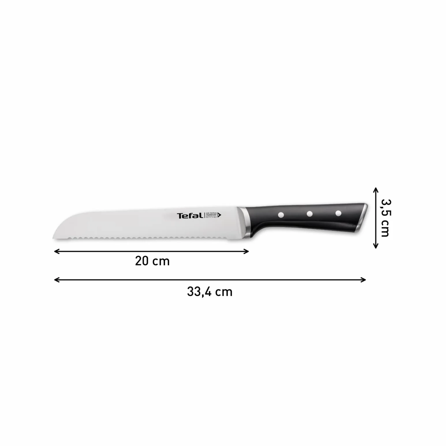 TEFAL Ice Force K2320414, Nóż do chleba, Stal nierdzewna 20 cm
