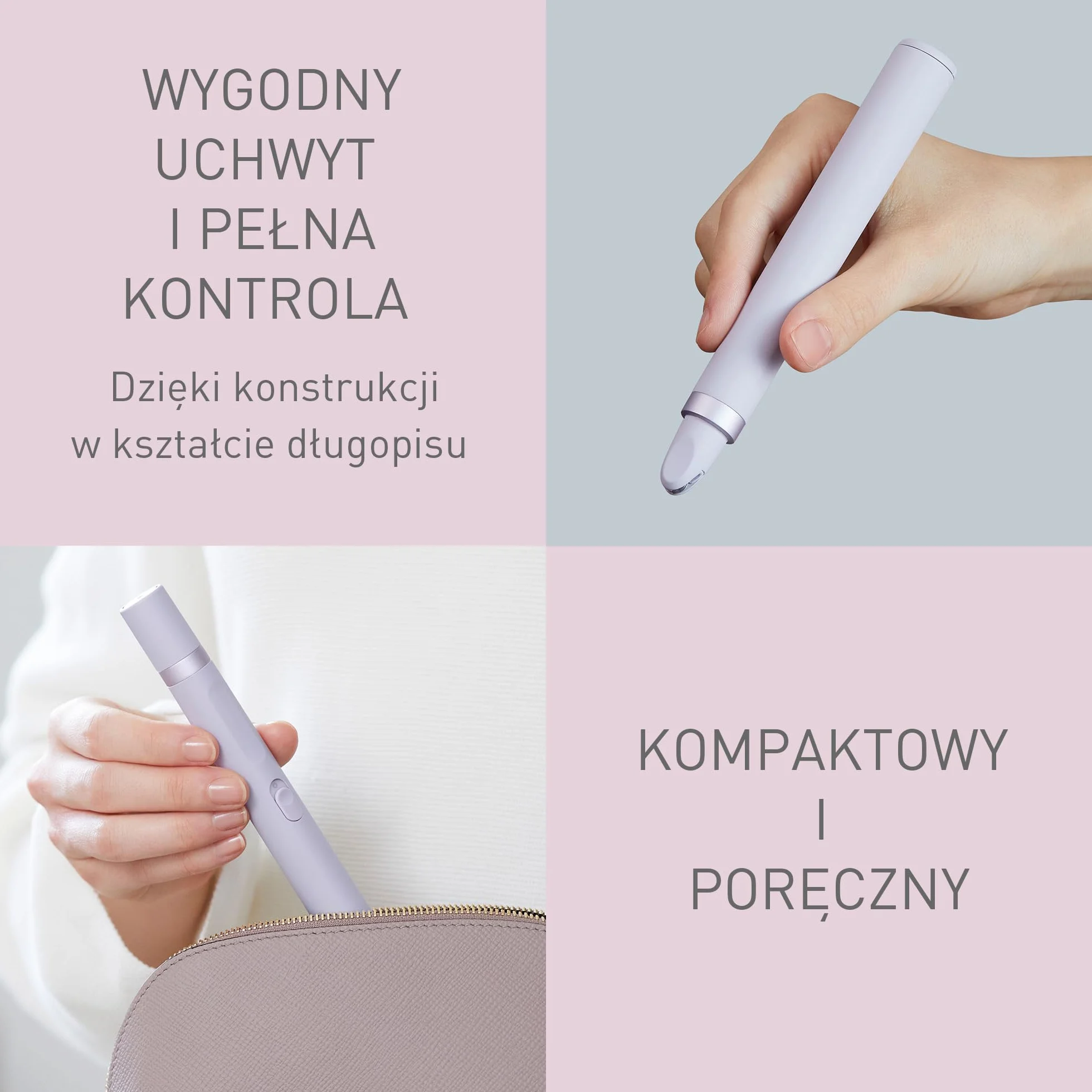 Panasonic ES-EF10-V503 Depilator do brwi i twarzy dla kobiet, trymer do brwi, z lampką LED, kompaktowa konstrukcja w formie długopisu, zasilany bateriami AA, jasny fiolet